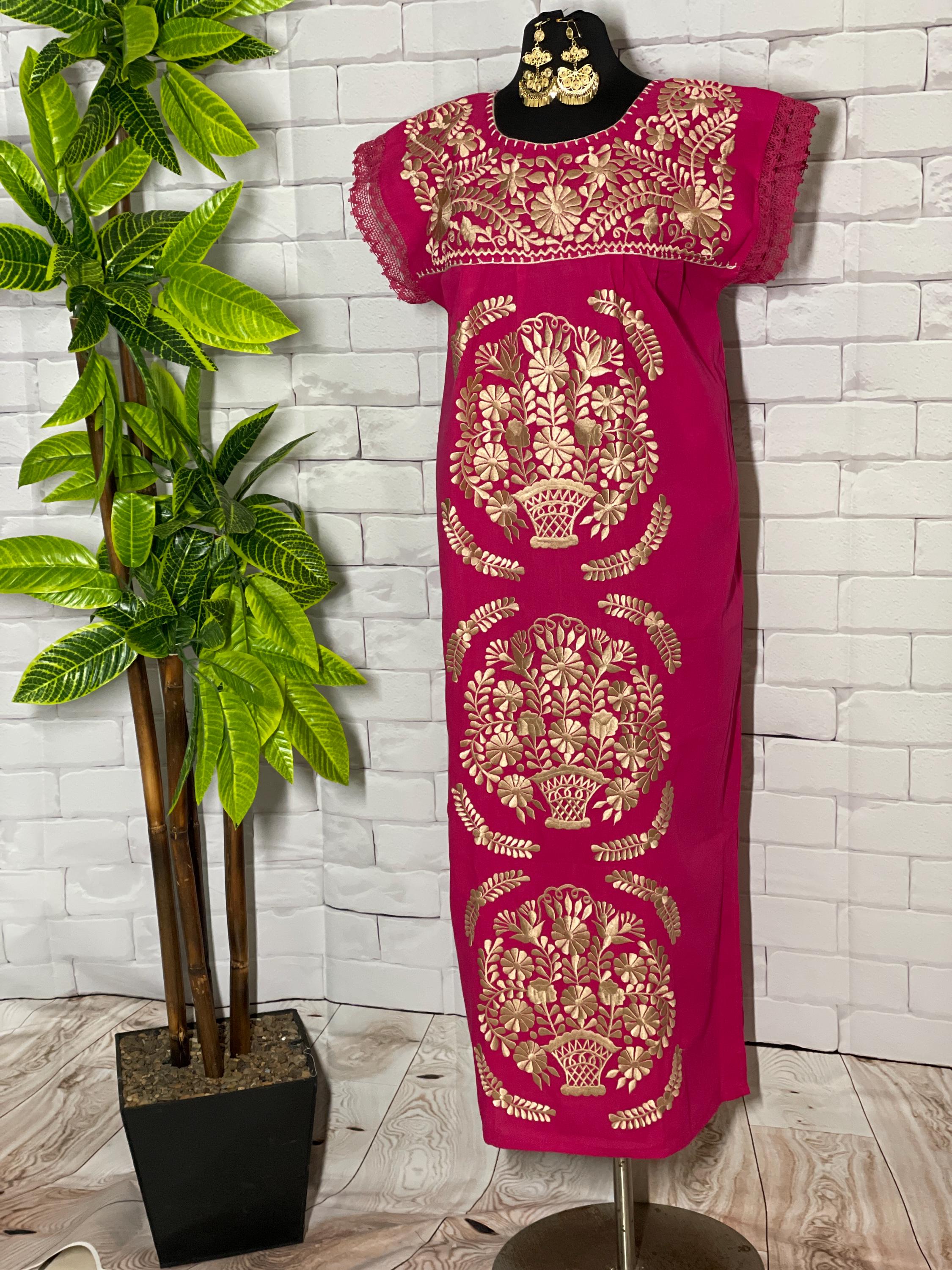 Image of Gorgeous Mexican Embroidered Dress - Handmade Artisanal Dress - Hand Embroidered Dress - M/L