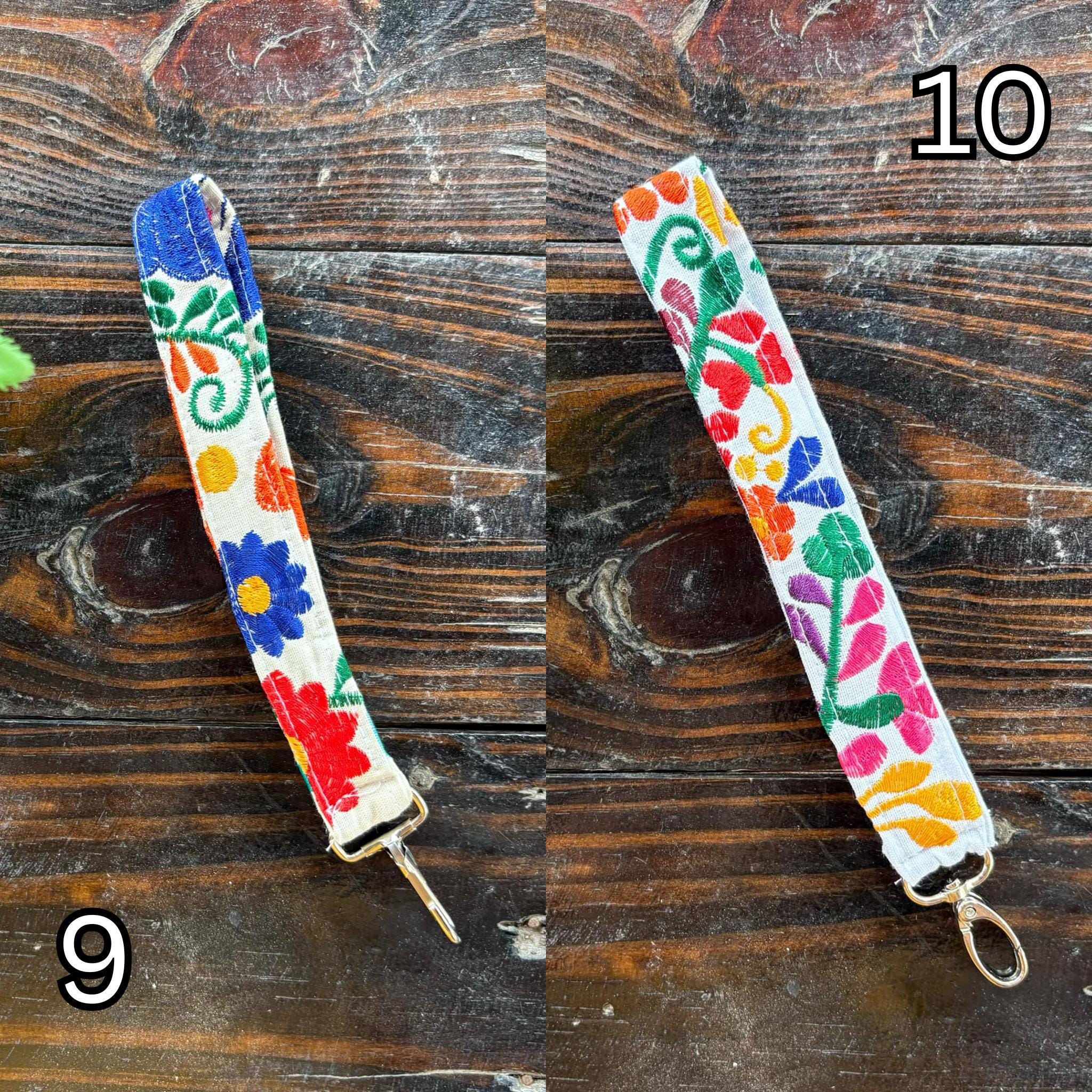 Floral Embroidered Wristlet Lanyard Key/ID Holder - Clip Lanyard Key/ID Holder - Artisanal made