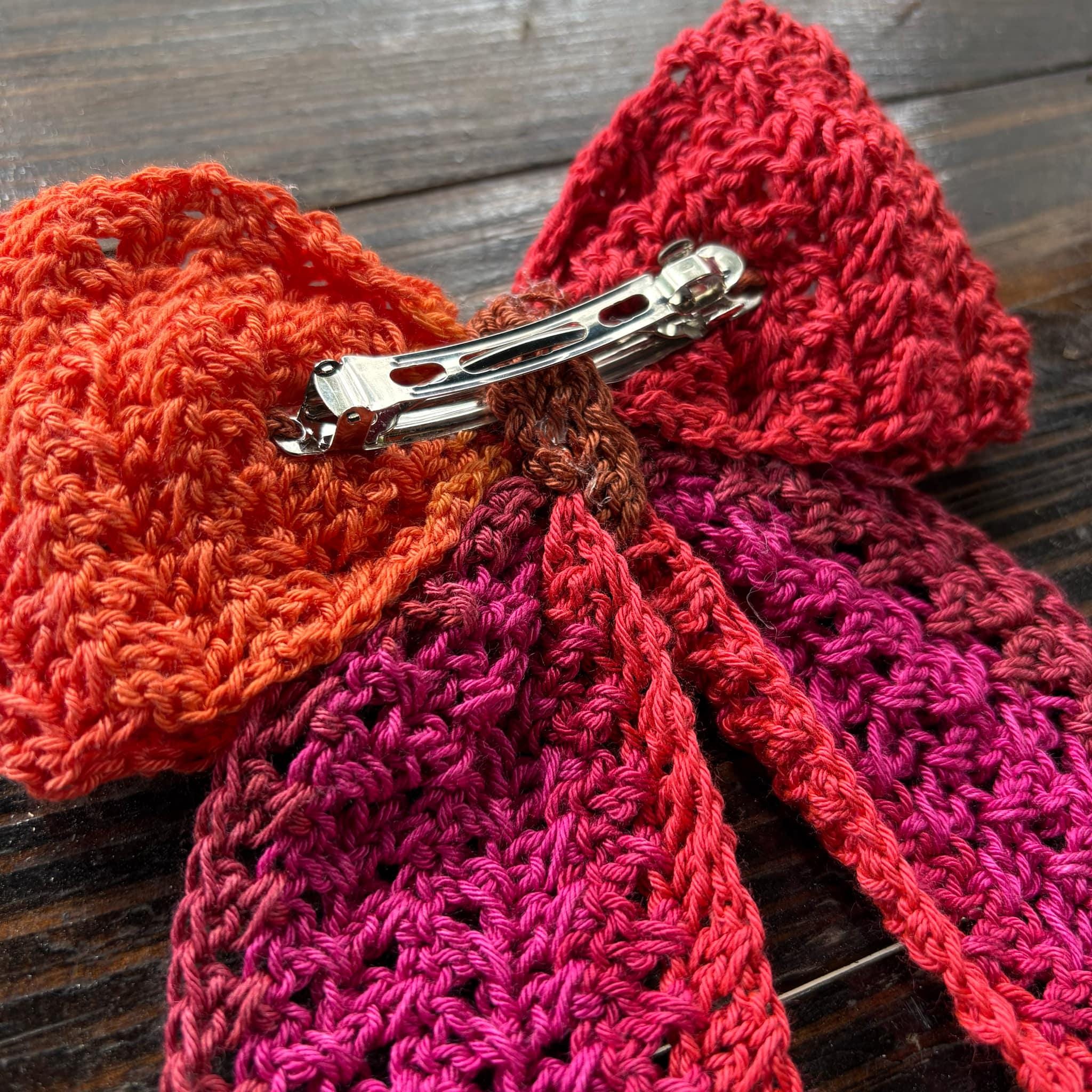 Crochet Hair Bow- Hair Bow, Coquette Bow, Coquette Aesthetic, Handmade Hair bow, Knitted hair Bow, Gift Ideas, Hair Clip, Kids Hair Bows