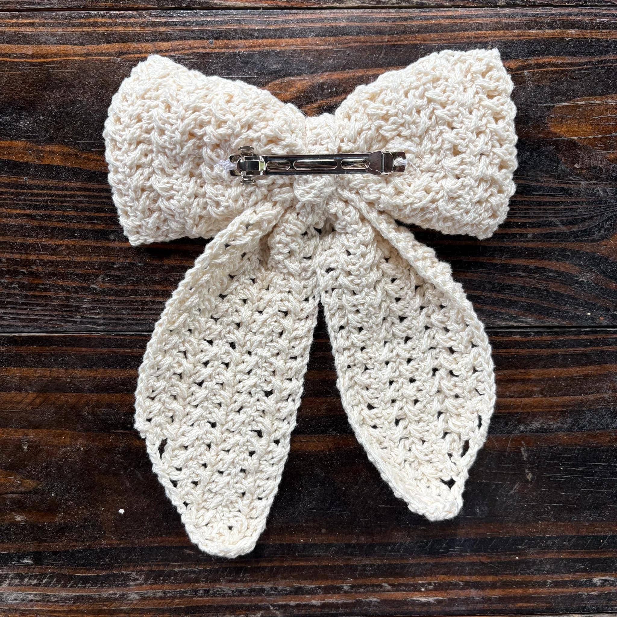 Crochet Hair Bow- Hair Bow, Coquette Bow, Coquette Aesthetic, Handmade Hair bow, Knitted hair Bow, Gift Ideas, Hair Clip, Kids Hair Bows