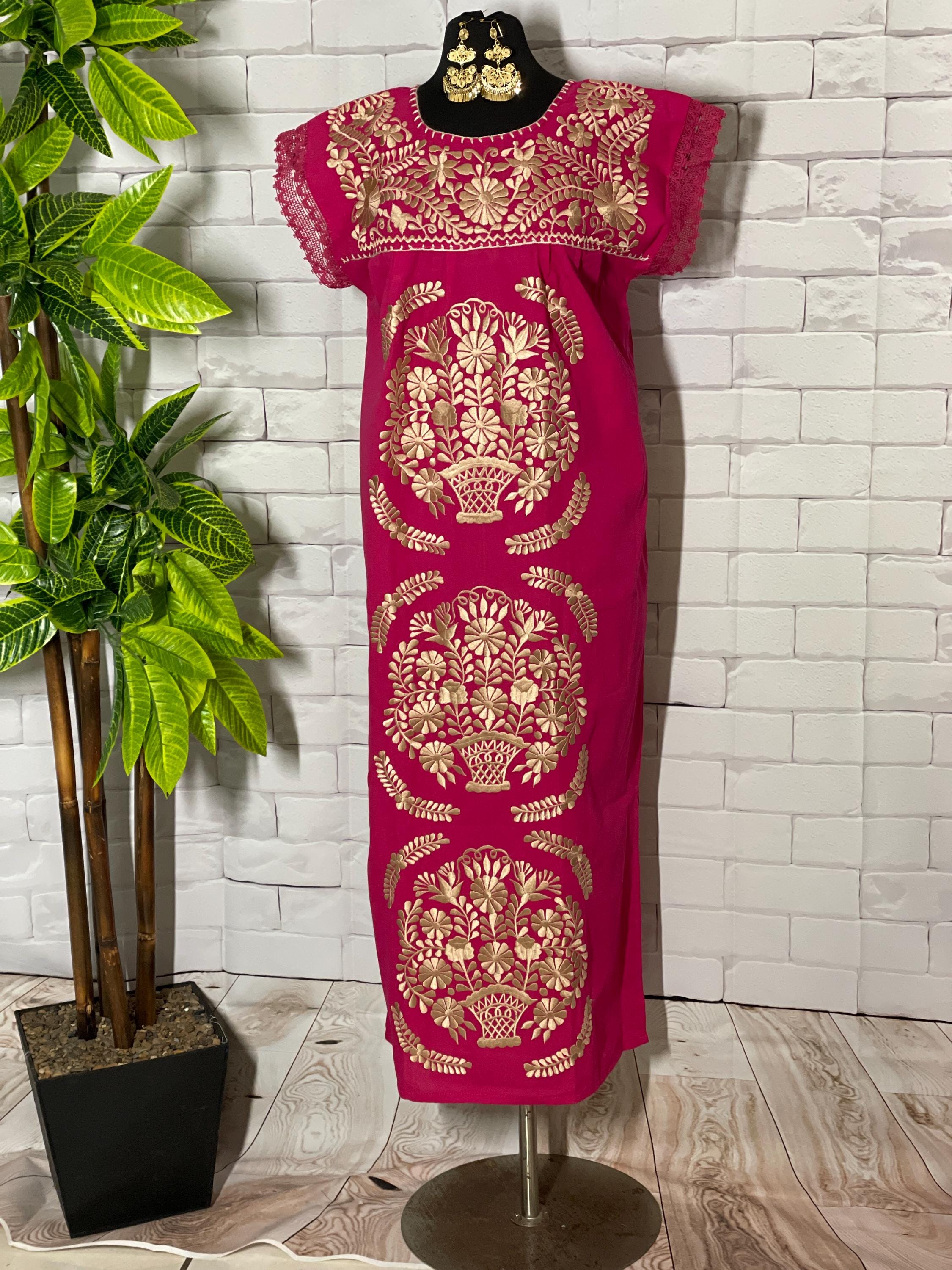 Gorgeous Mexican Embroidered Dress - Handmade Artisanal Dress - Hand Embroidered Dress - M/L