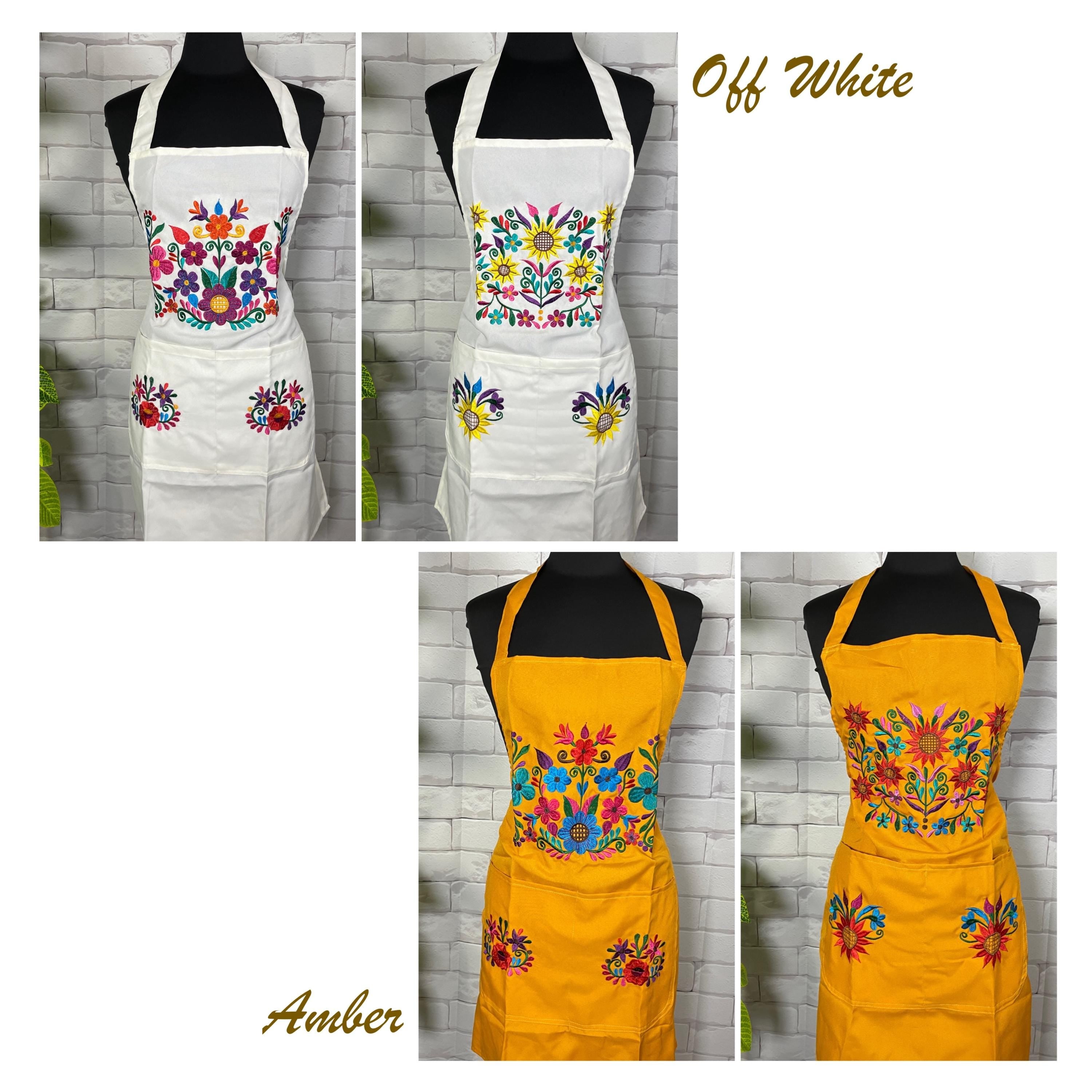 2nd Gorgeous New Edition of Stunning Handcrafted Floral Design Embroidered Cooking Apron | Unique Kitchen Accessories