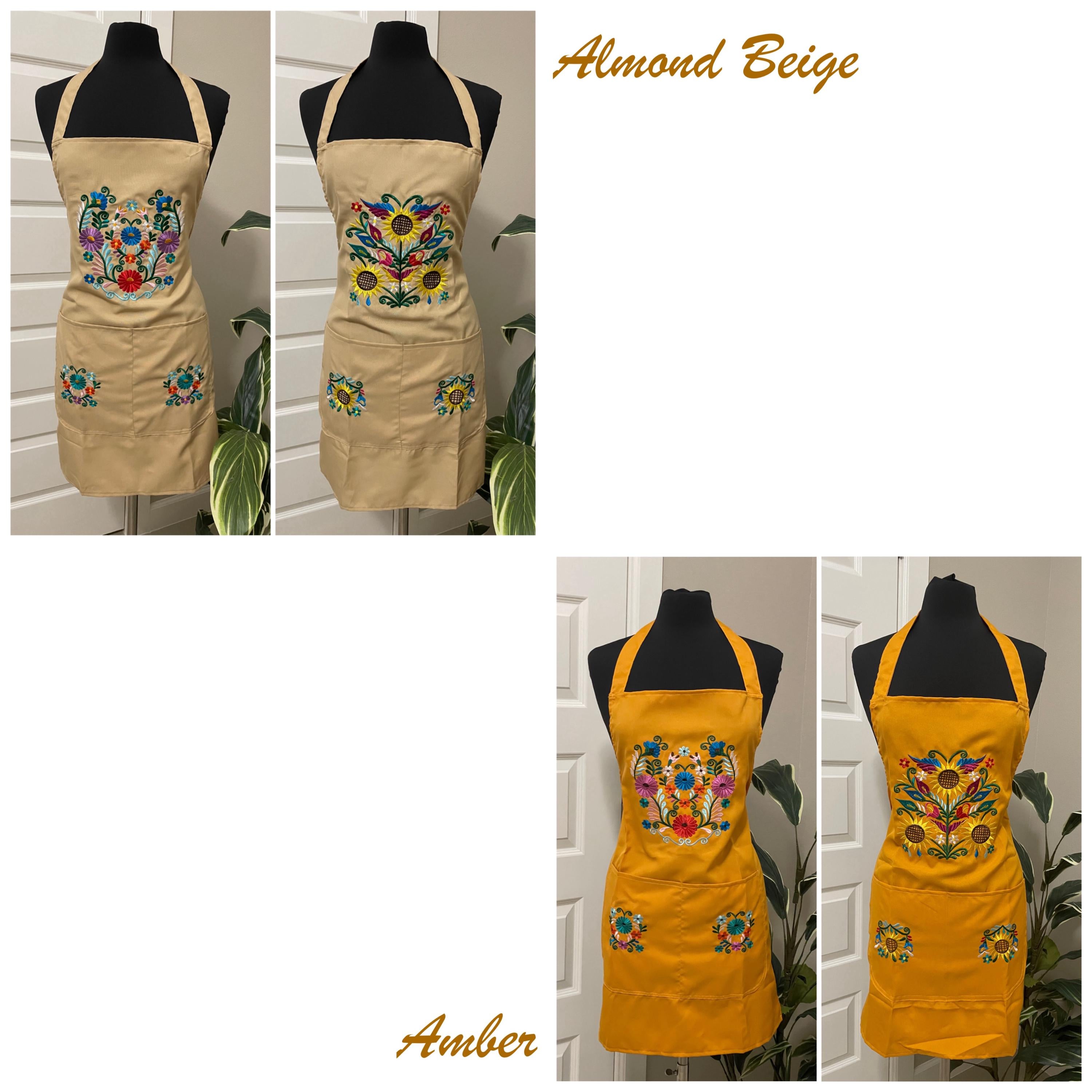 Stunning Handcrafted Floral Design Embroidered Cooking Apron | Unique Kitchen Accessories