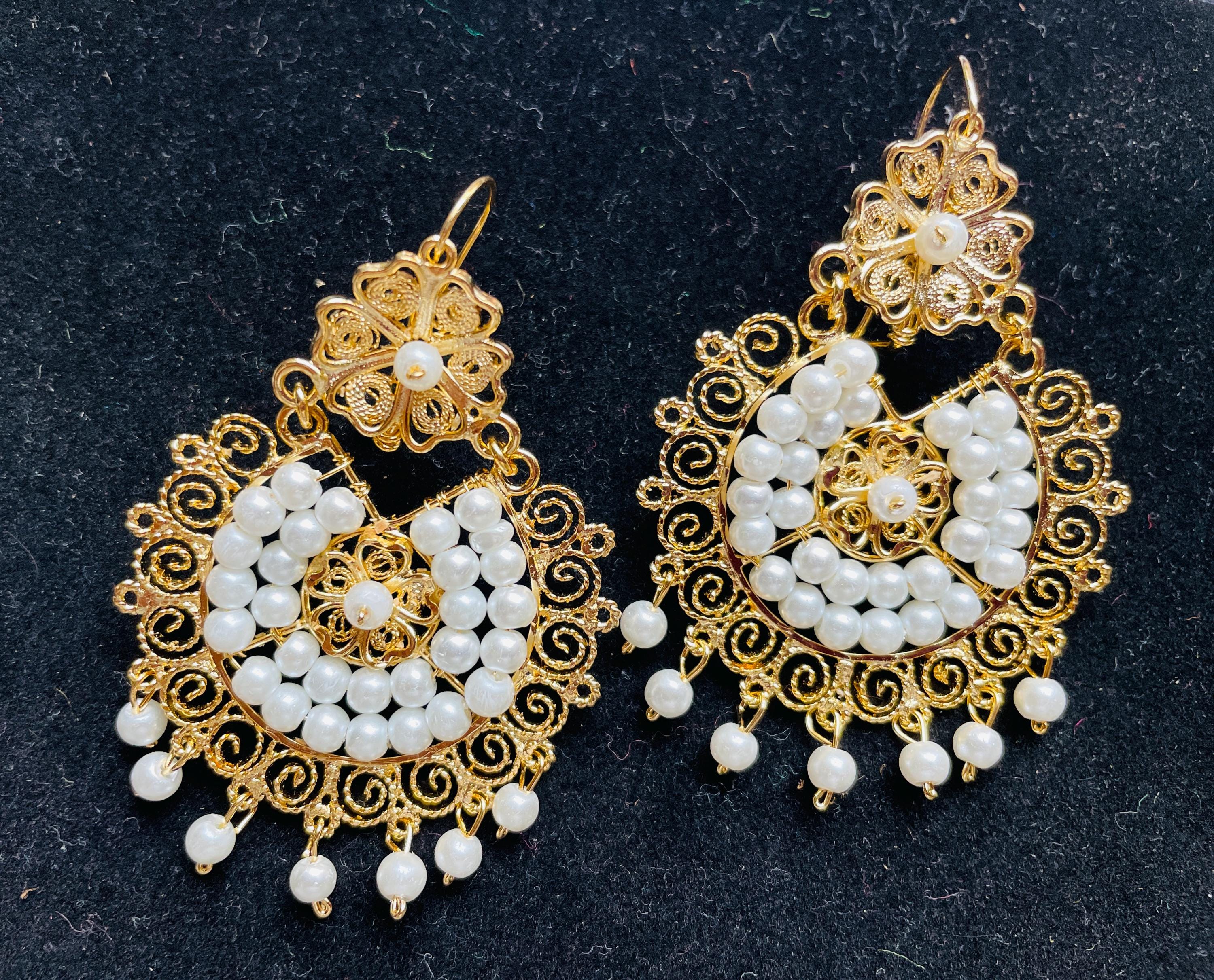 Traditional Mexican Artisanal Earrings - Beautiful Gold Plated Folkloric Earrings made by our Oaxaca Artisan Partners
