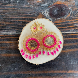 Image of Gorgeous and Elegant Mexican Artisanal Gold Plated Filigree Earrings - Beautiful Folkloric Earrings made by our Oaxaca Artisan Partners