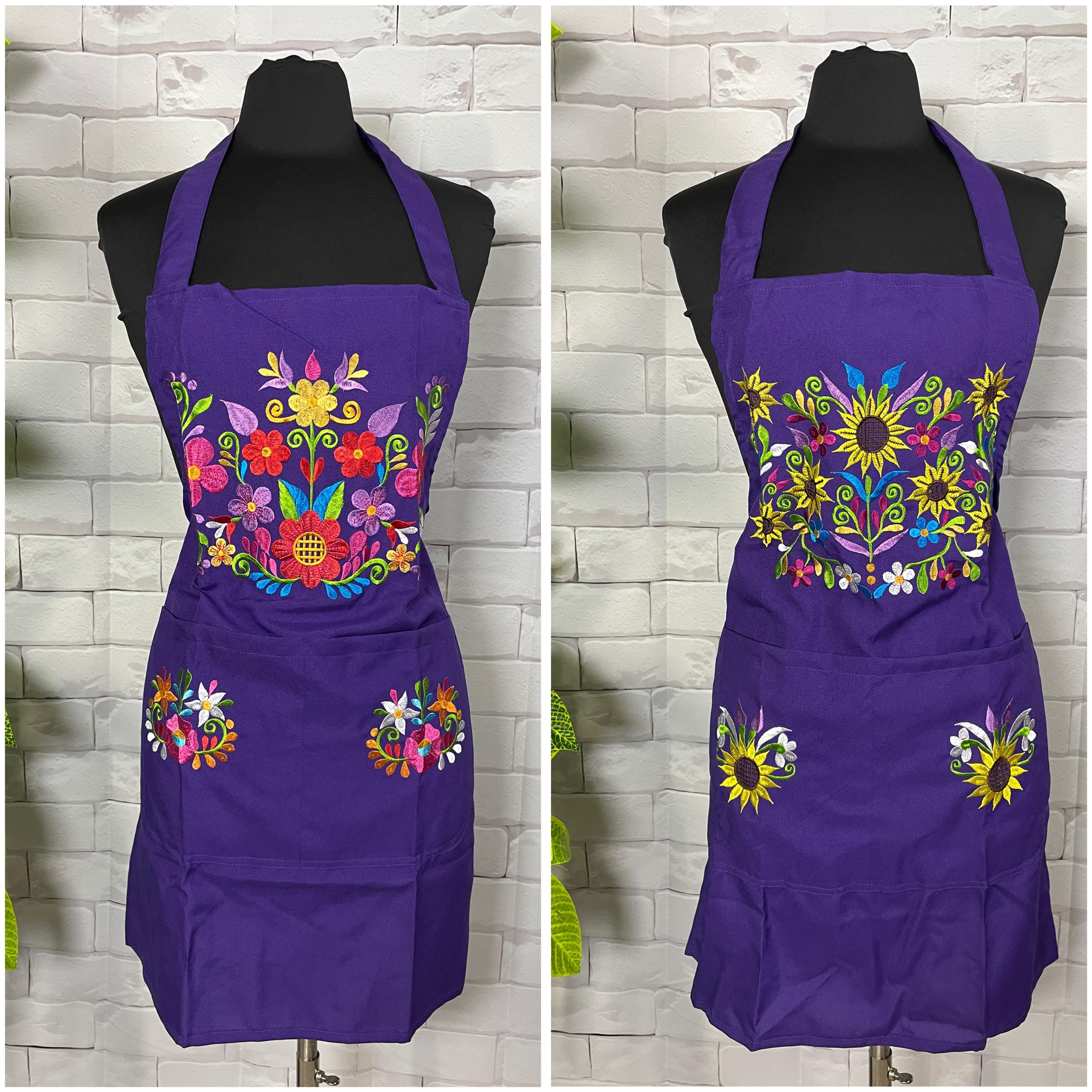 2nd Gorgeous New Edition of Stunning Handcrafted Floral Design Embroidered Cooking Apron | Unique Kitchen Accessories