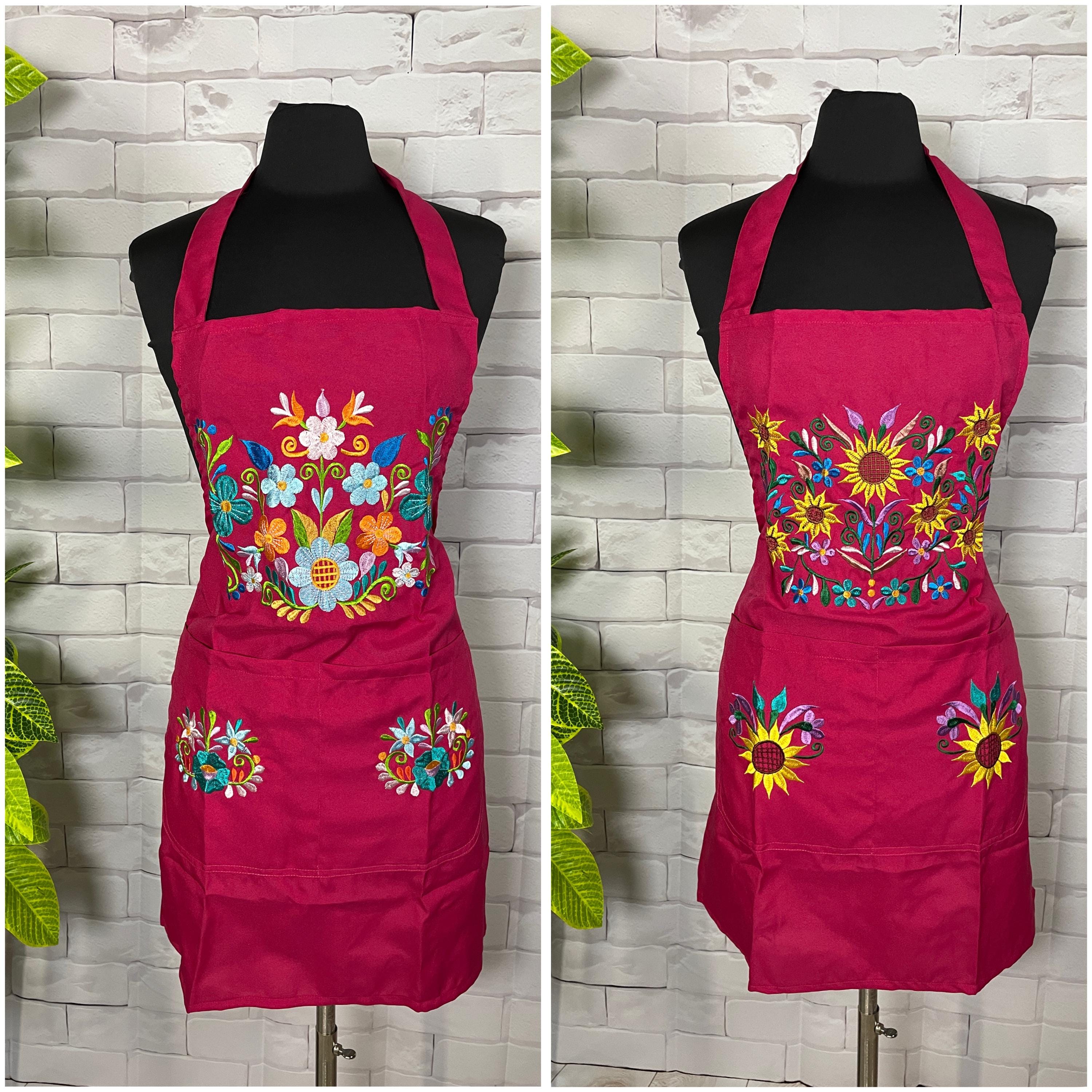 2nd Gorgeous New Edition of Stunning Handcrafted Floral Design Embroidered Cooking Apron | Unique Kitchen Accessories