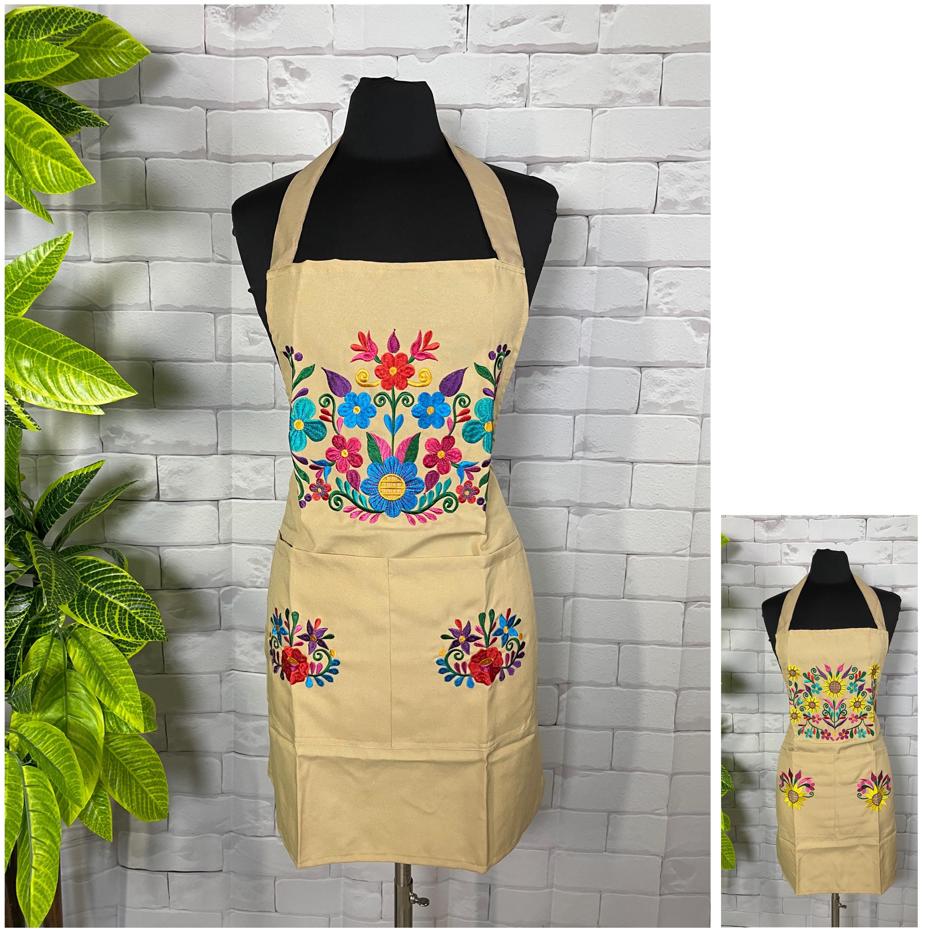 2nd Gorgeous New Edition of Stunning Handcrafted Floral Design Embroidered Cooking Apron | Unique Kitchen Accessories