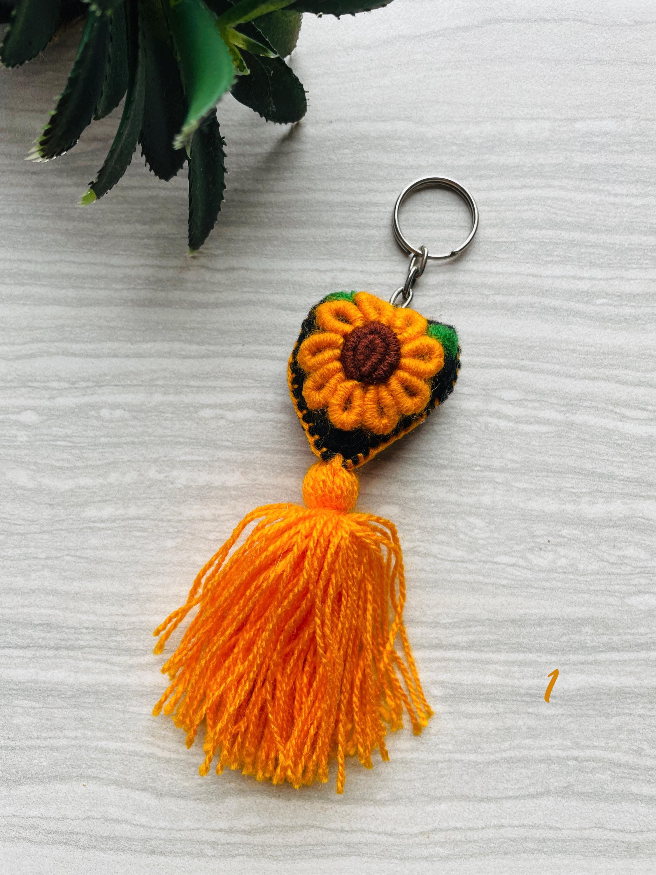 Handmade Heart Tassel Keychain - Artisanal Keychain - Handmade Charm