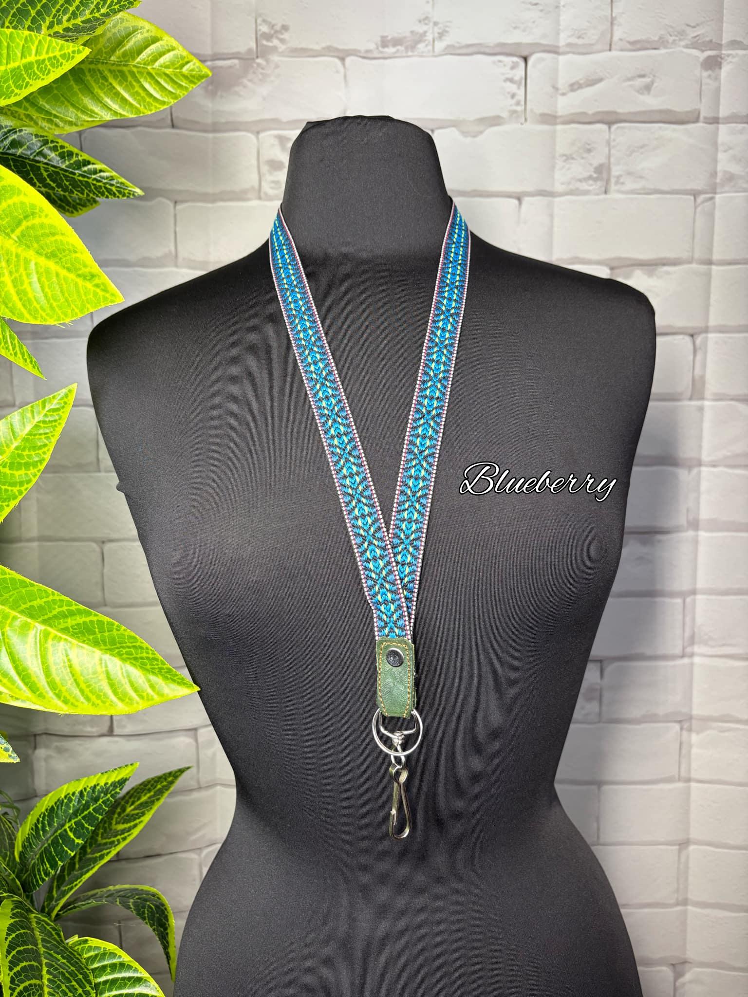 Image of Handmade Thin Geoprint Embroidered Lanyard - Mexican Lanyard - Artisanal Lanyard