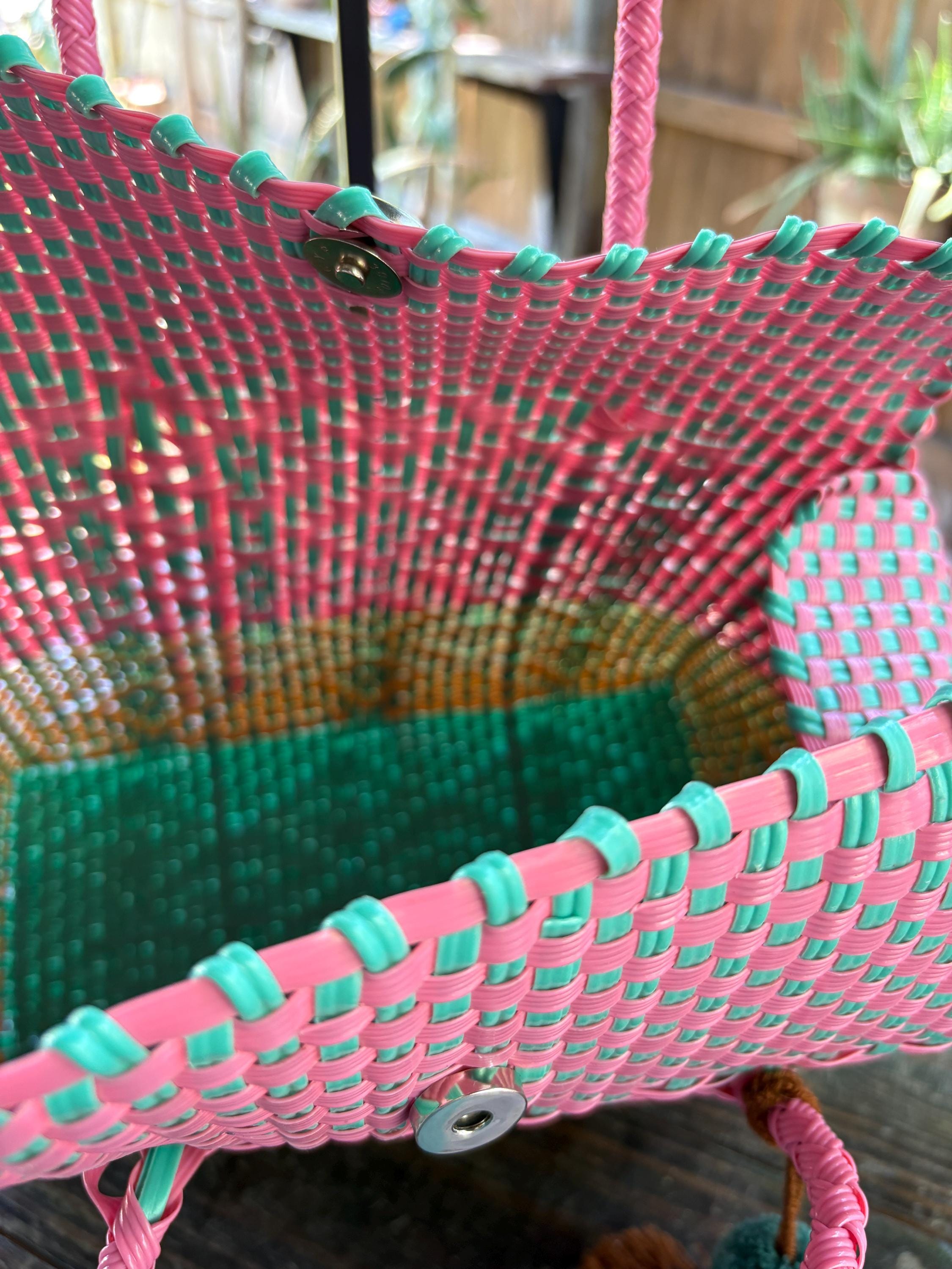 Image of Handwoven Recycled two tone Shoulder Bag - Artisan Made Purse from Chiapas, Mexico