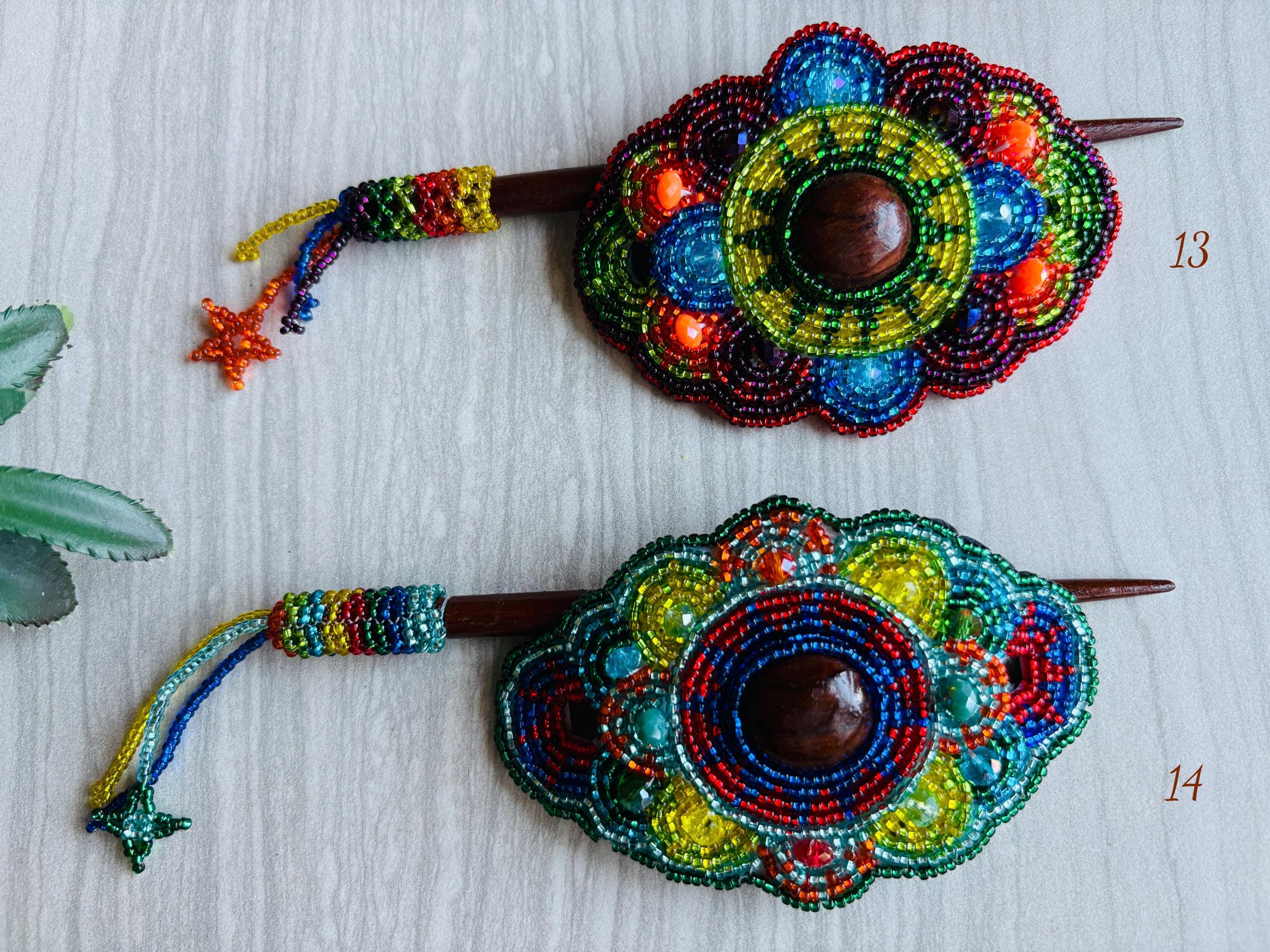 Gorgeous Hand Beaded Hair Stick Barrette - Handmade Barrette - Artisanal Hair Accessory