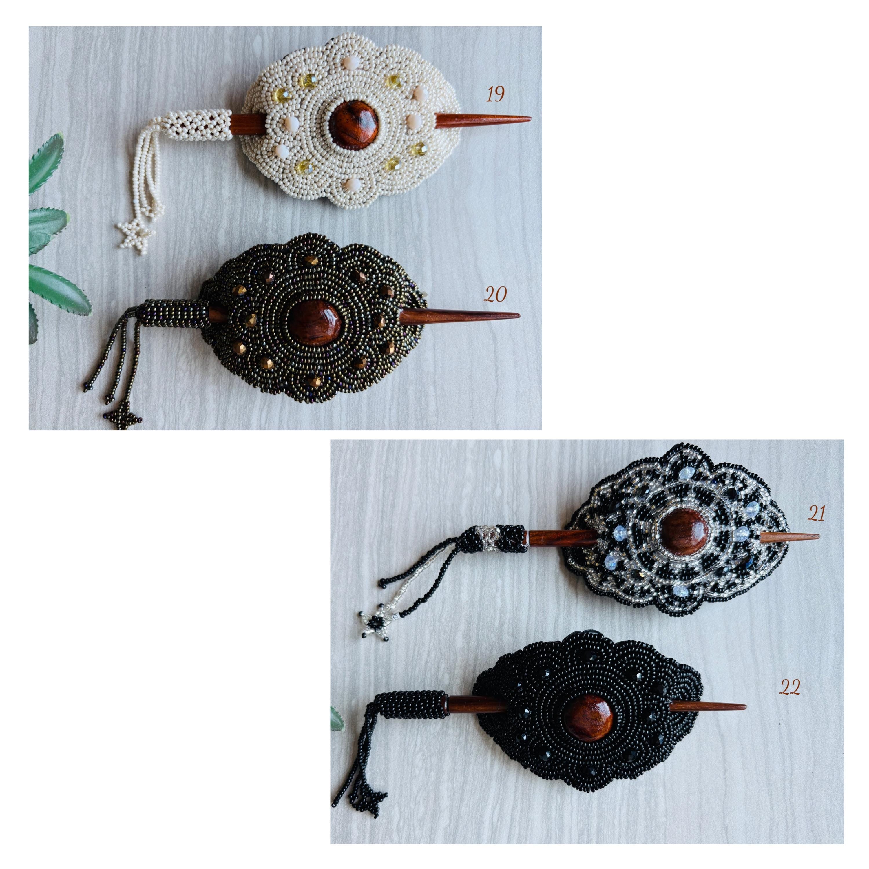 Gorgeous Hand Beaded Hair Stick Barrette - Handmade Barrette - Artisanal Hair Accessory