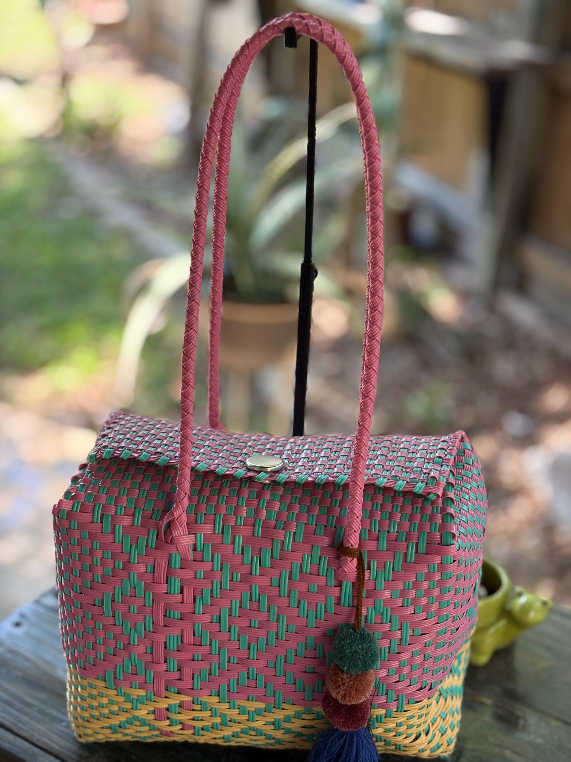 Image of Handwoven Recycled two tone Shoulder Bag - Artisan Made Purse from Chiapas, Mexico