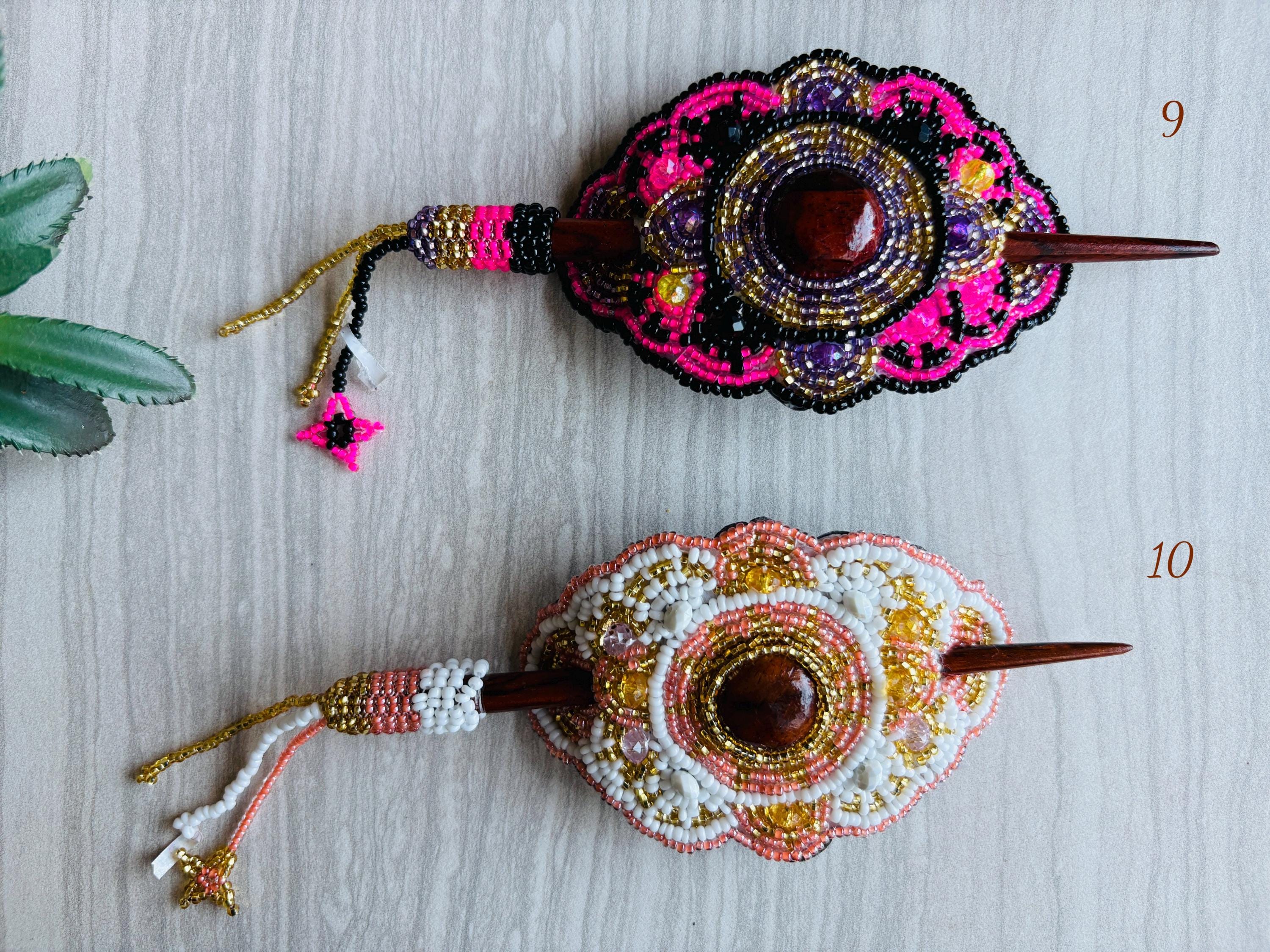 Gorgeous Hand Beaded Hair Stick Barrette - Handmade Barrette - Artisanal Hair Accessory