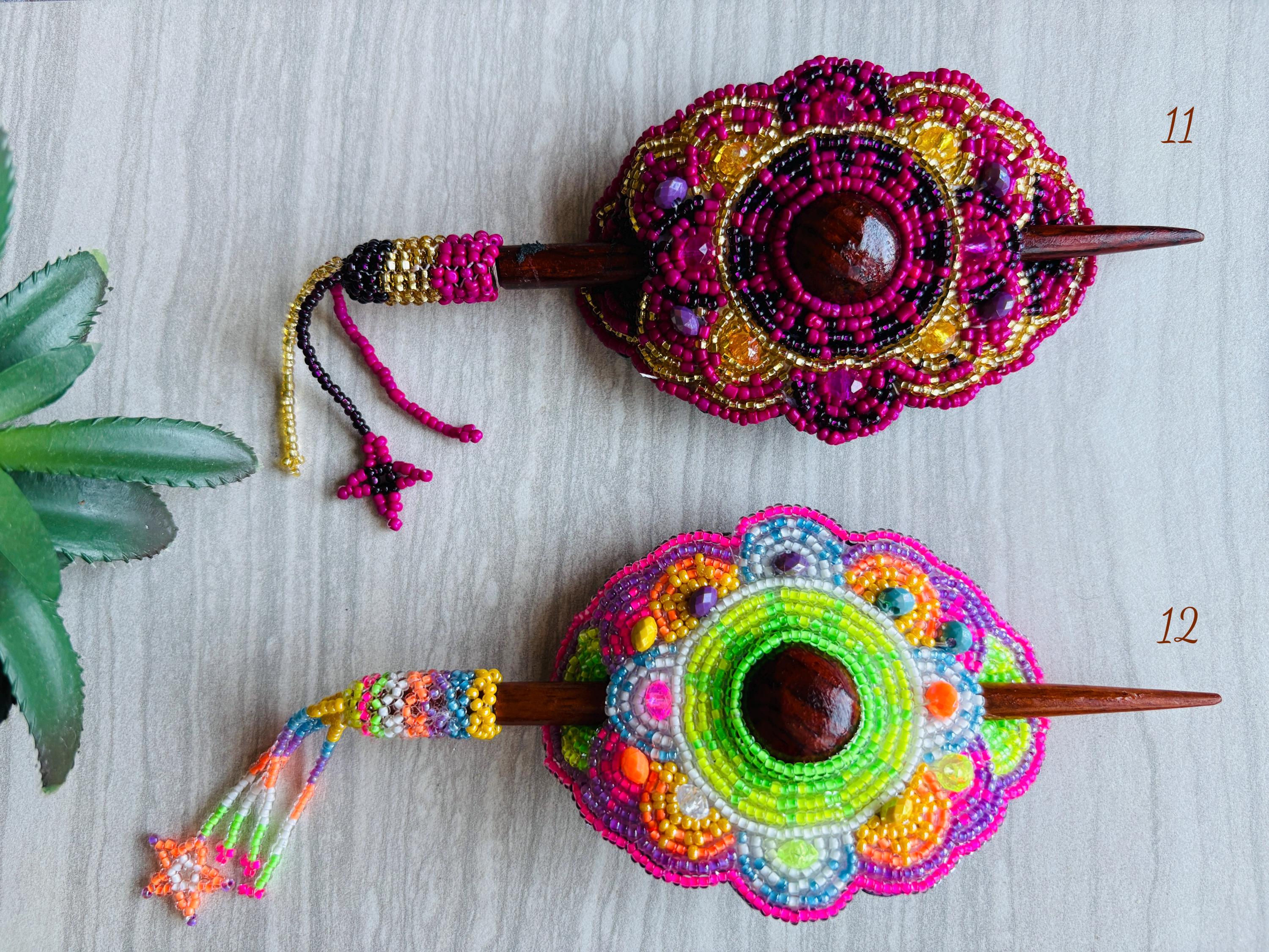 Gorgeous Hand Beaded Hair Stick Barrette - Handmade Barrette - Artisanal Hair Accessory