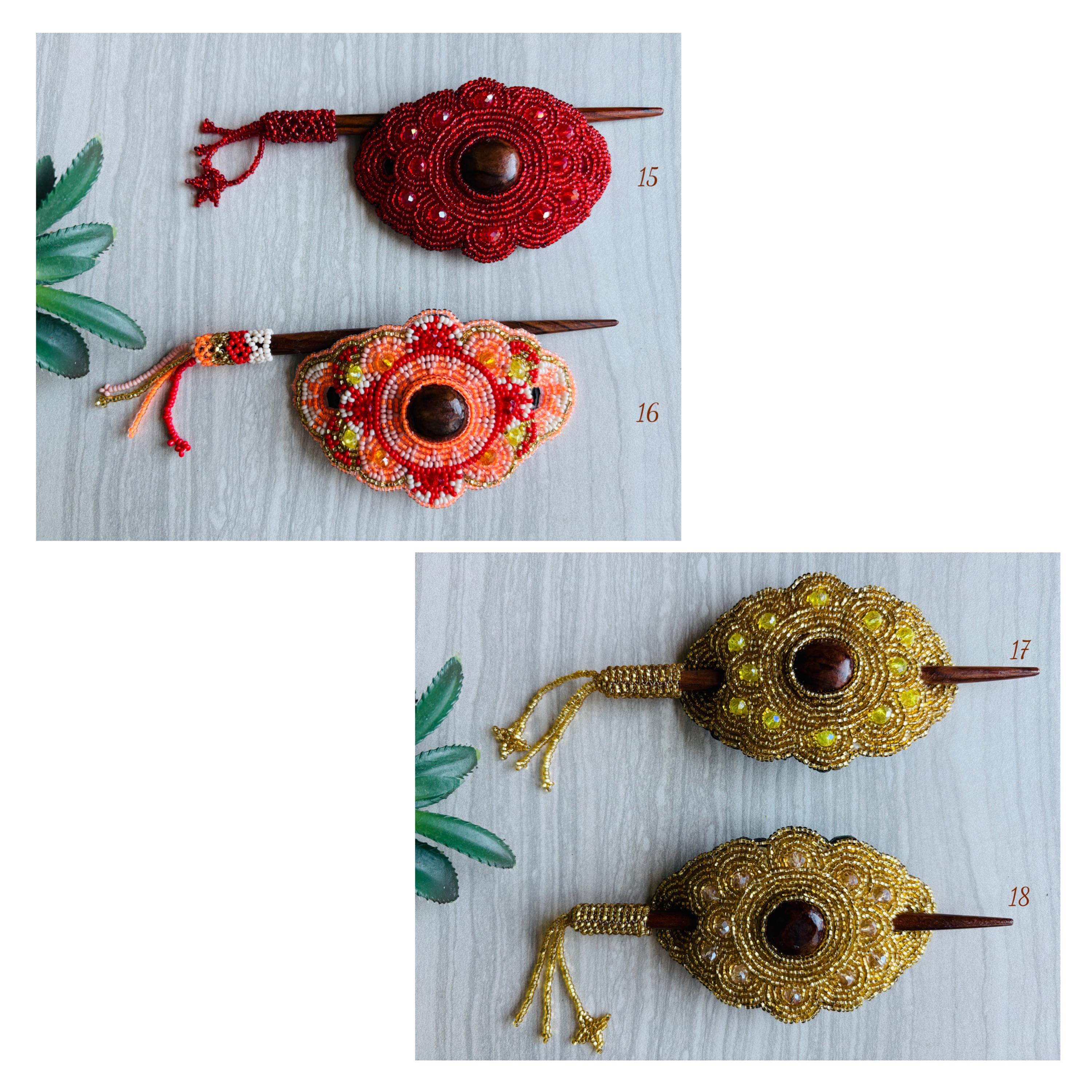 Gorgeous Hand Beaded Hair Stick Barrette - Handmade Barrette - Artisanal Hair Accessory