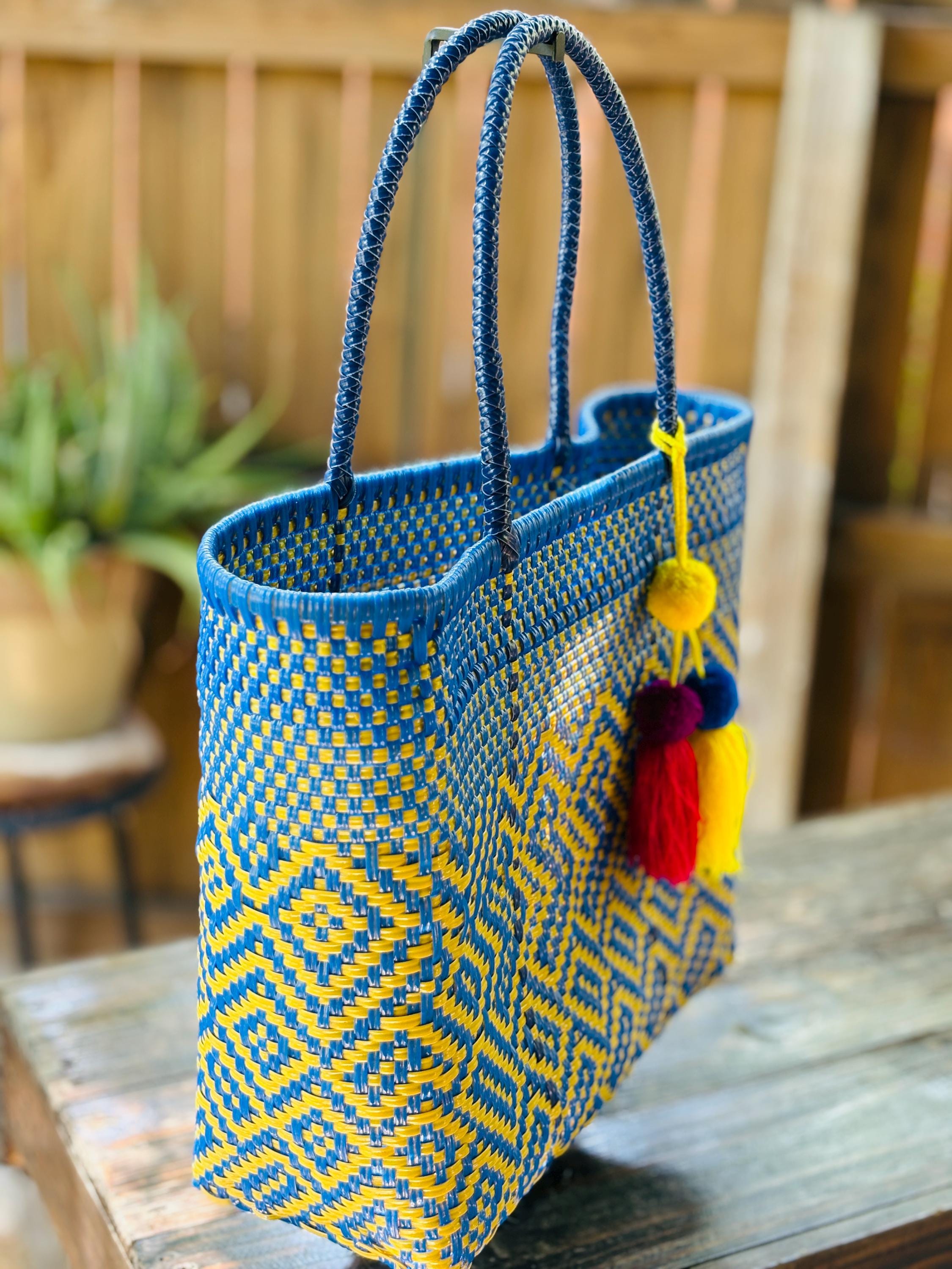 Image of Handwoven Recycled Plastic Tote Bag: Artisan Made Mexican Shoulder Bag