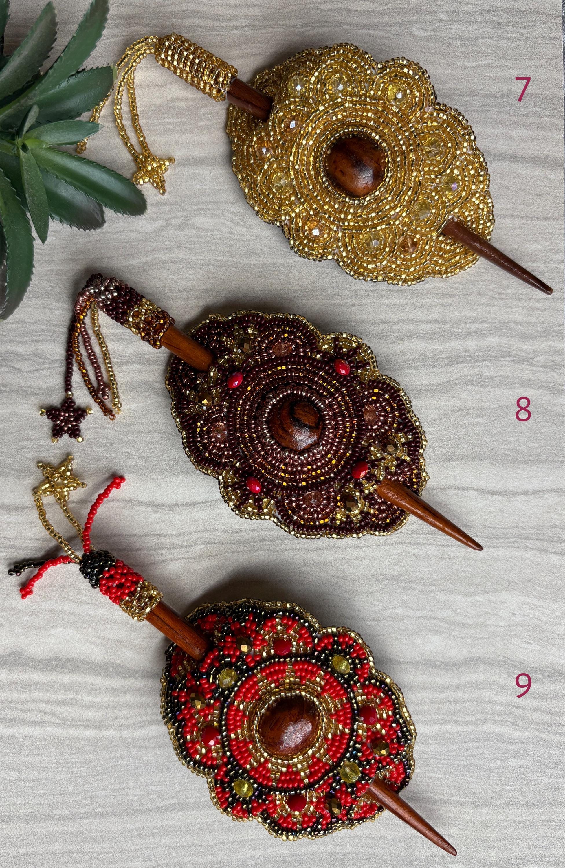 Hand Beaded Hair Stick Barrette: Artisanal Hair Accessory