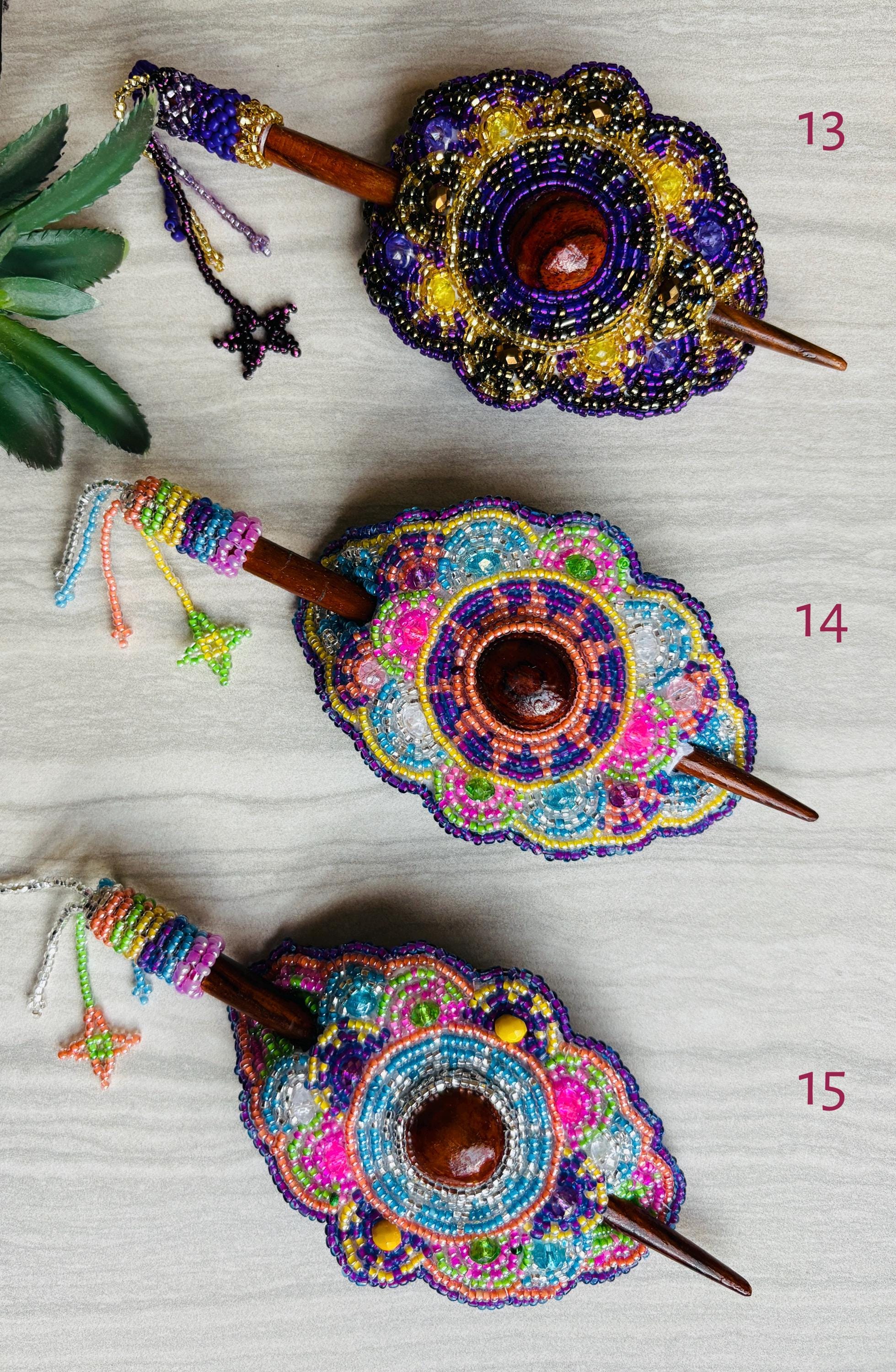 Hand Beaded Hair Stick Barrette: Artisanal Hair Accessory