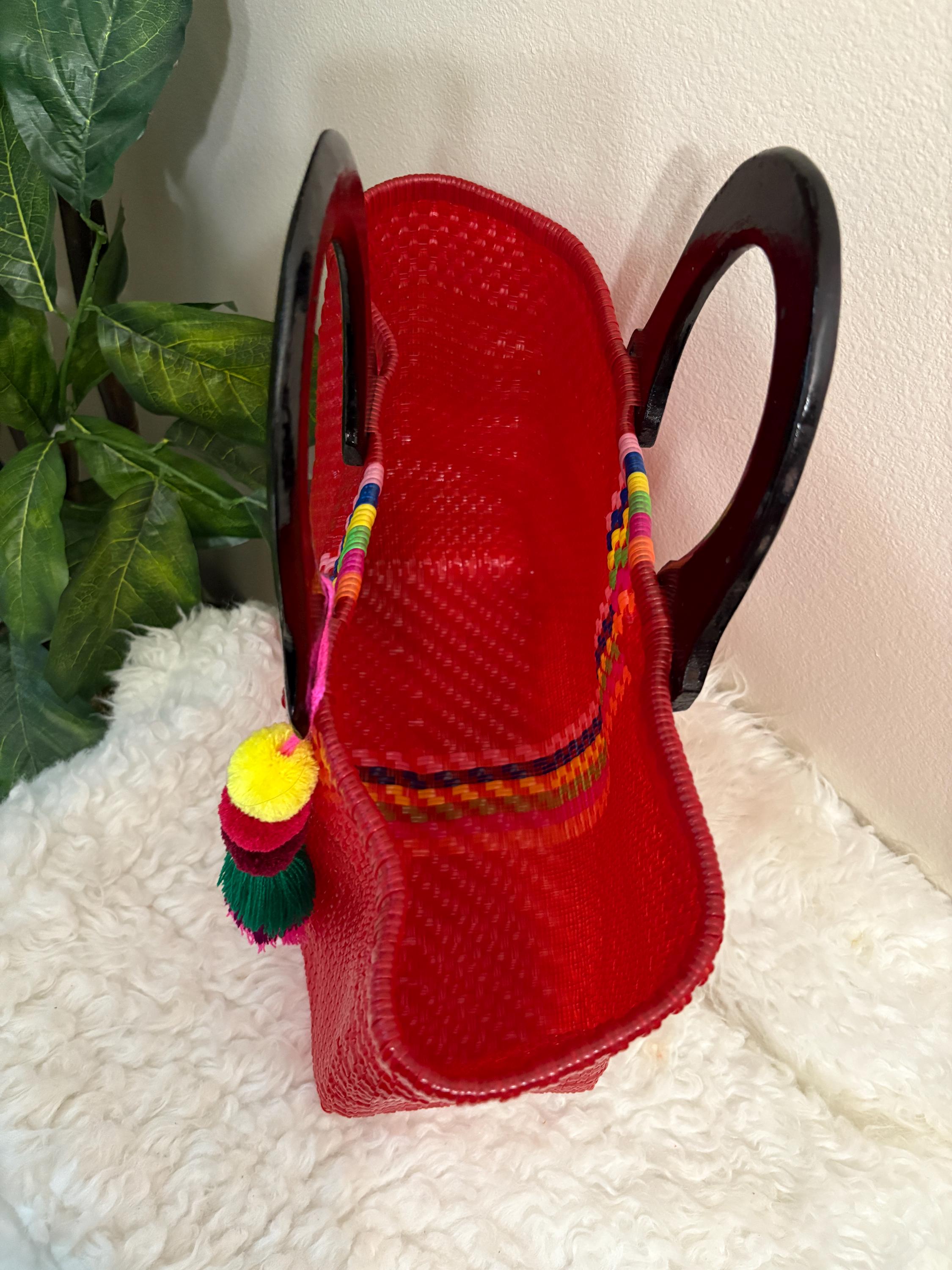 Handwoven Recycled Plastic Tote Bag: Mexican Artisan Beach Grocery Bag