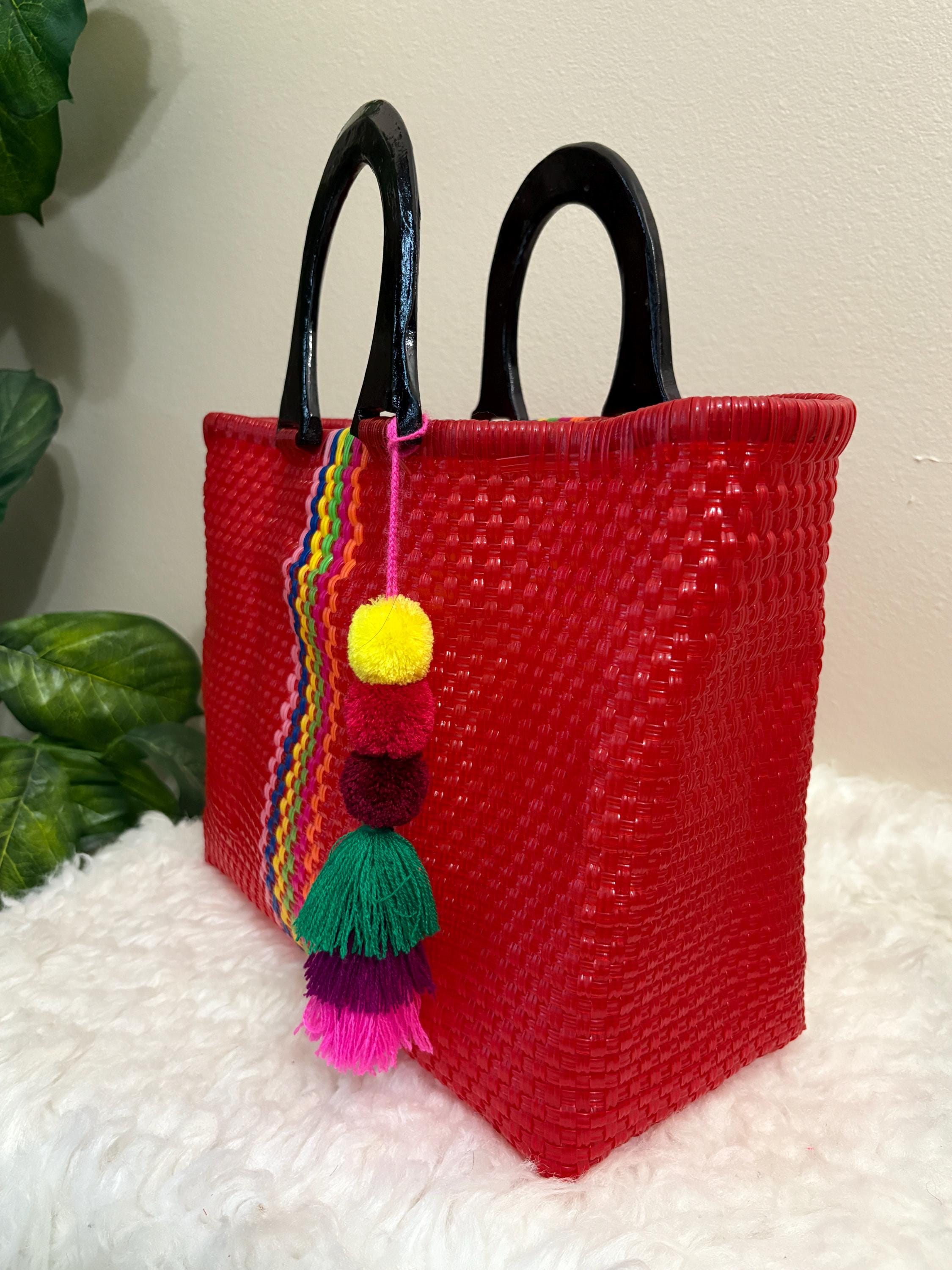 Handwoven Recycled Plastic Tote Bag: Mexican Artisan Beach Grocery Bag