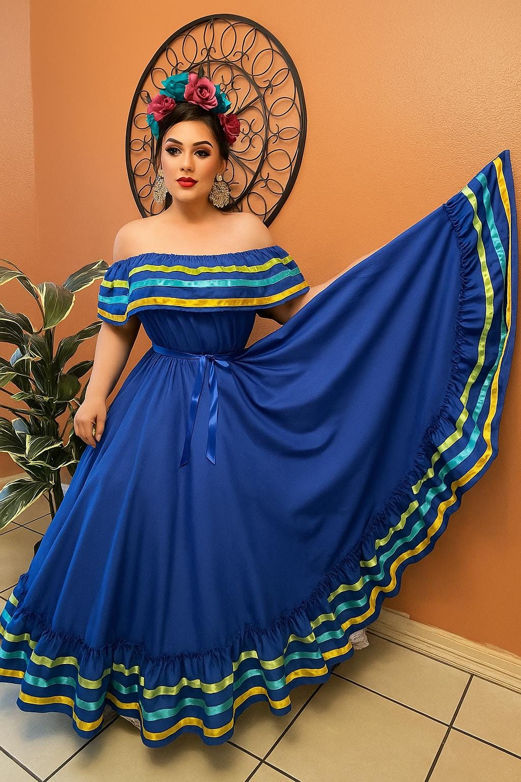 Gorgeous 2 Piece Folkloric Outfit, perfect for Fiesta, Dance, Festivals & Pageants