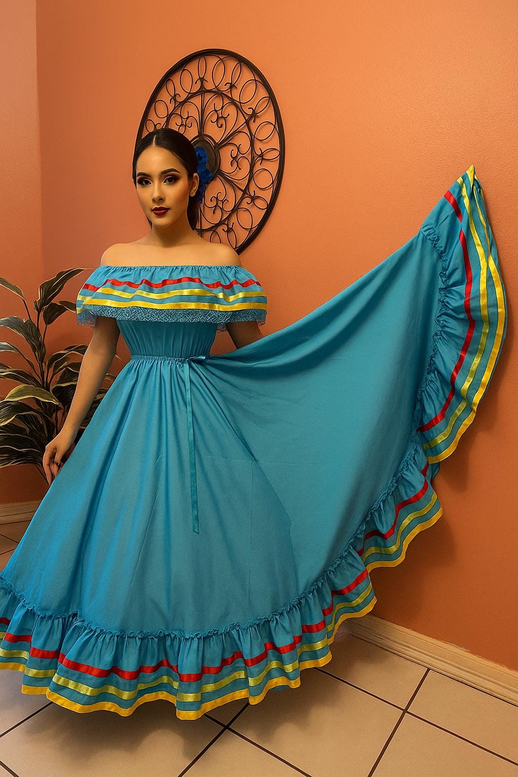Gorgeous 2 Piece Folkloric Outfit, perfect for Fiesta, Dance, Festivals & Pageants