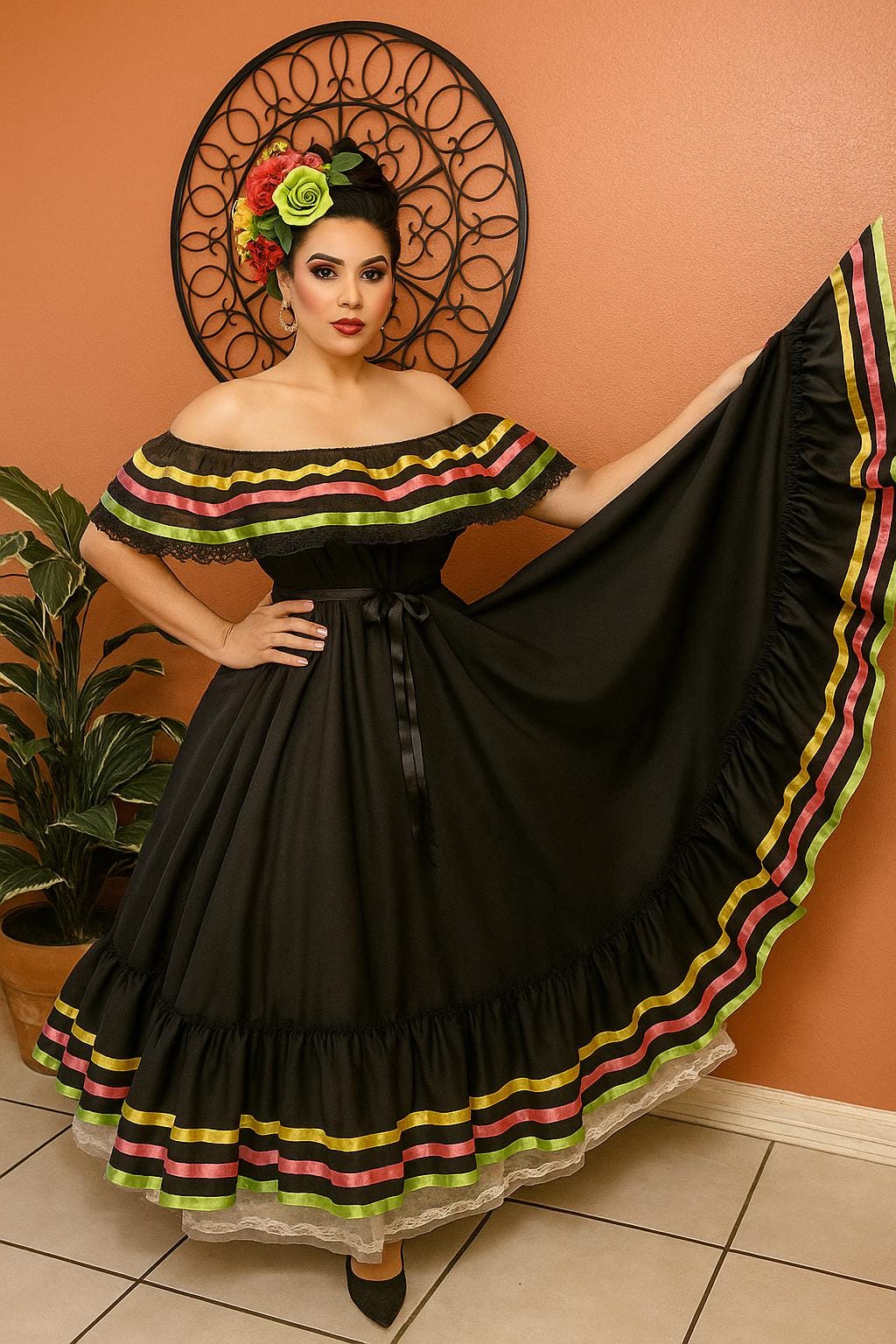 Gorgeous 2 Piece Folkloric Outfit, perfect for Fiesta, Dance, Festivals & Pageants