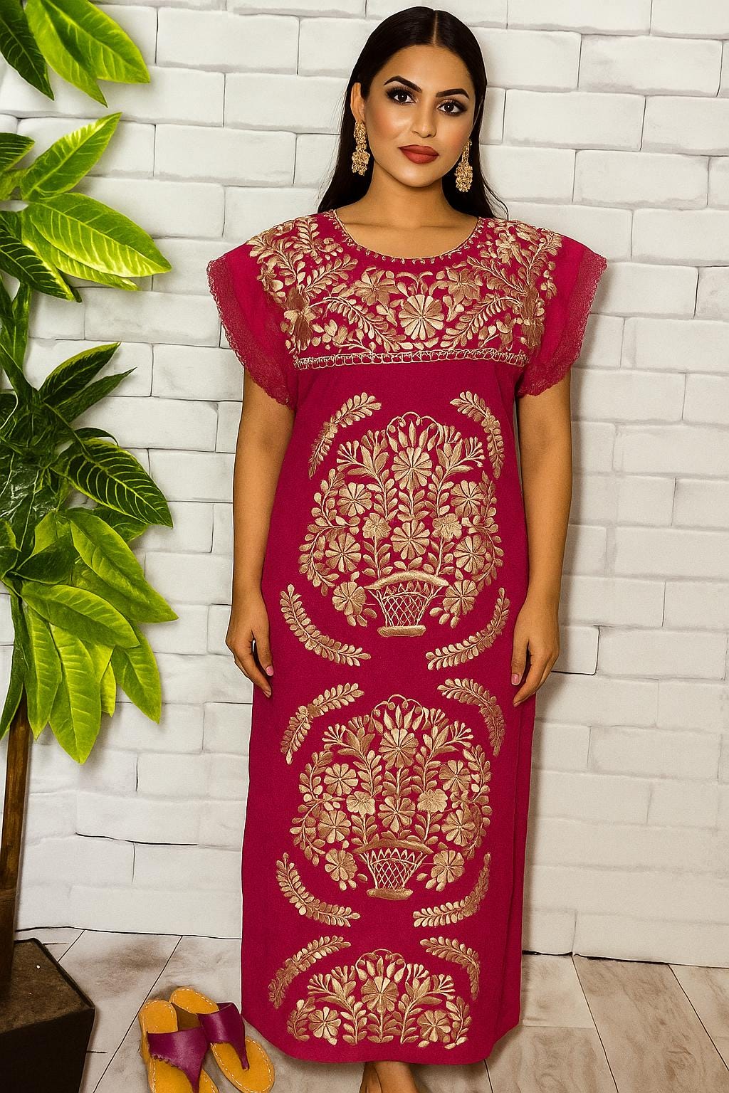 Image of Gorgeous Mexican Embroidered Dress - Handmade Artisanal Dress - Hand Embroidered Dress - M/L