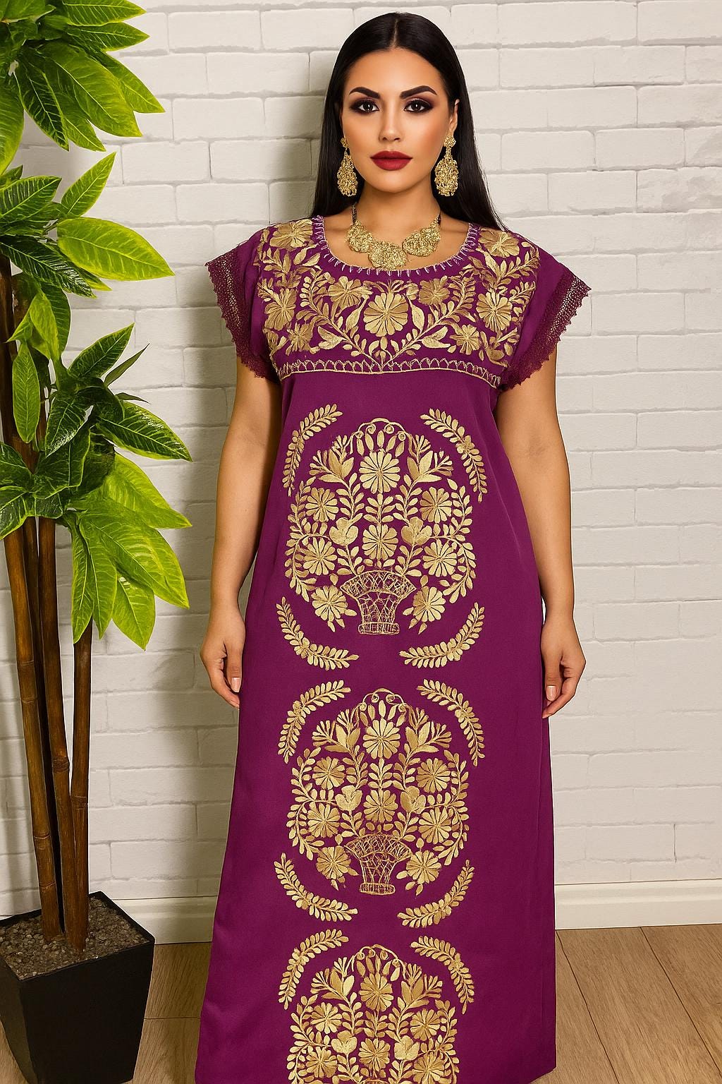 Image of Gorgeous Mexican Embroidered Dress - Handmade Artisanal Dress - Hand Embroidered Dress - M/L