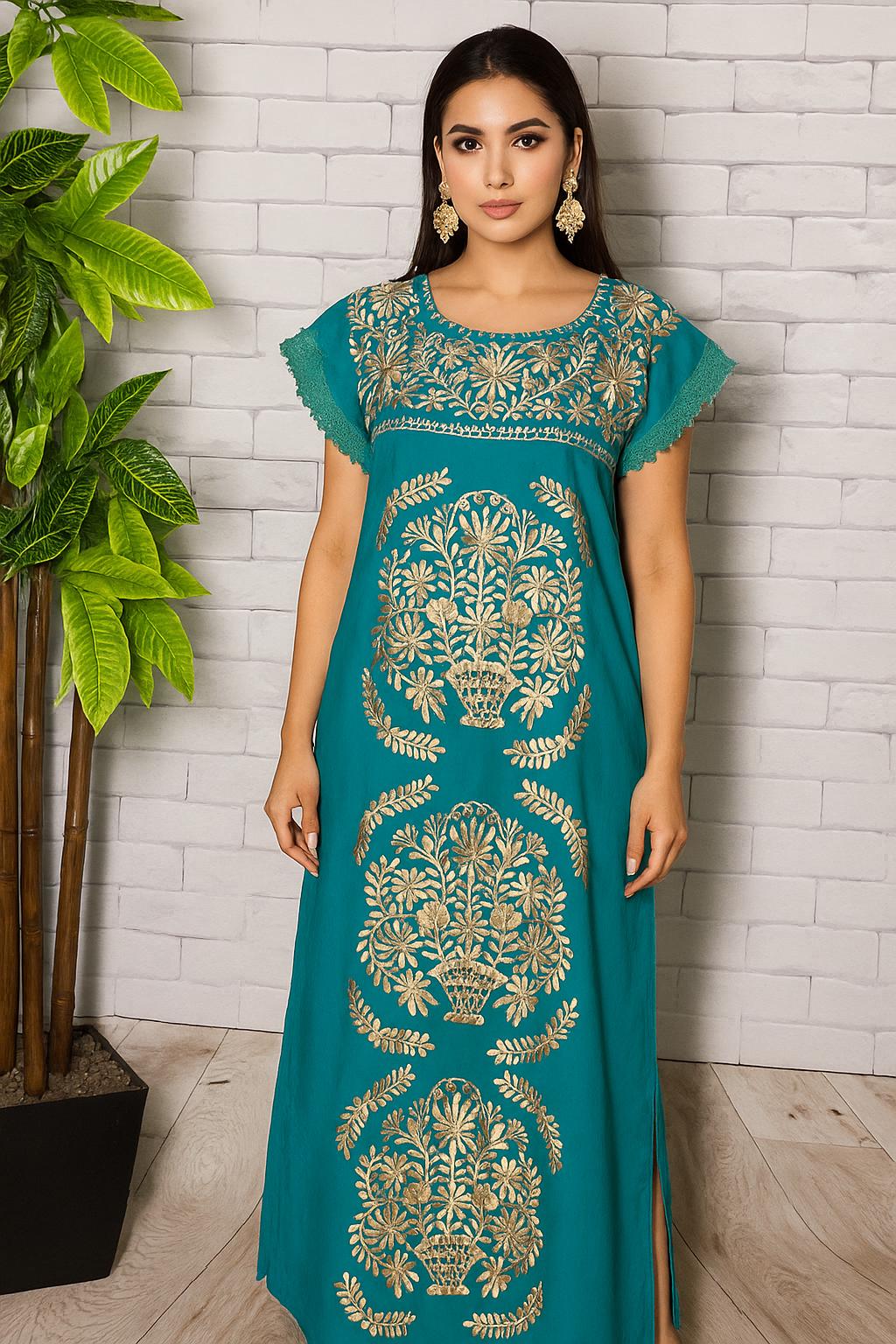 Gorgeous Mexican Embroidered Dress - Handmade Artisanal Dress - Hand Embroidered Dress - M/L