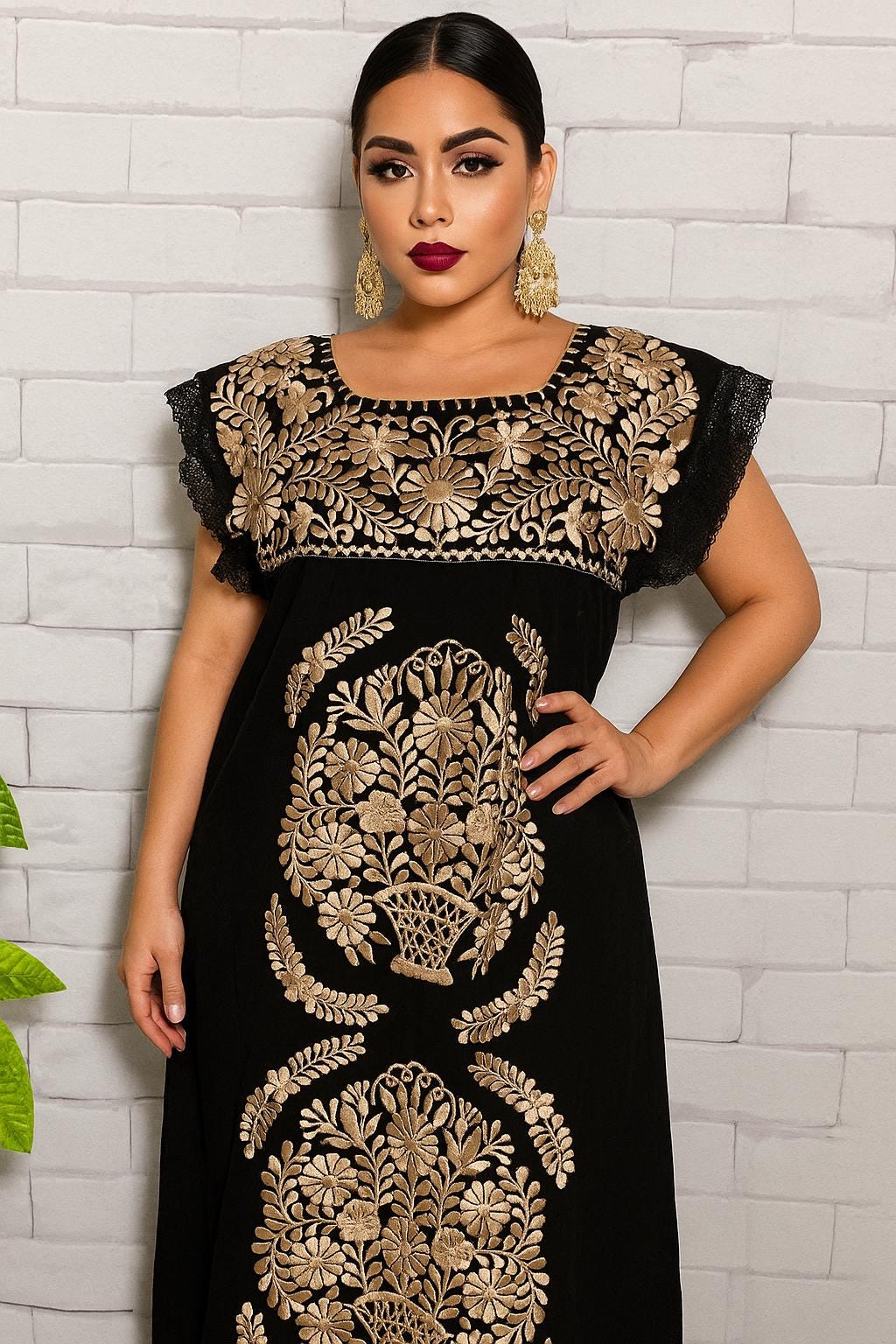 Image of Gorgeous Mexican Embroidered Dress - Handmade Artisanal Dress - Hand Embroidered Dress - M/L