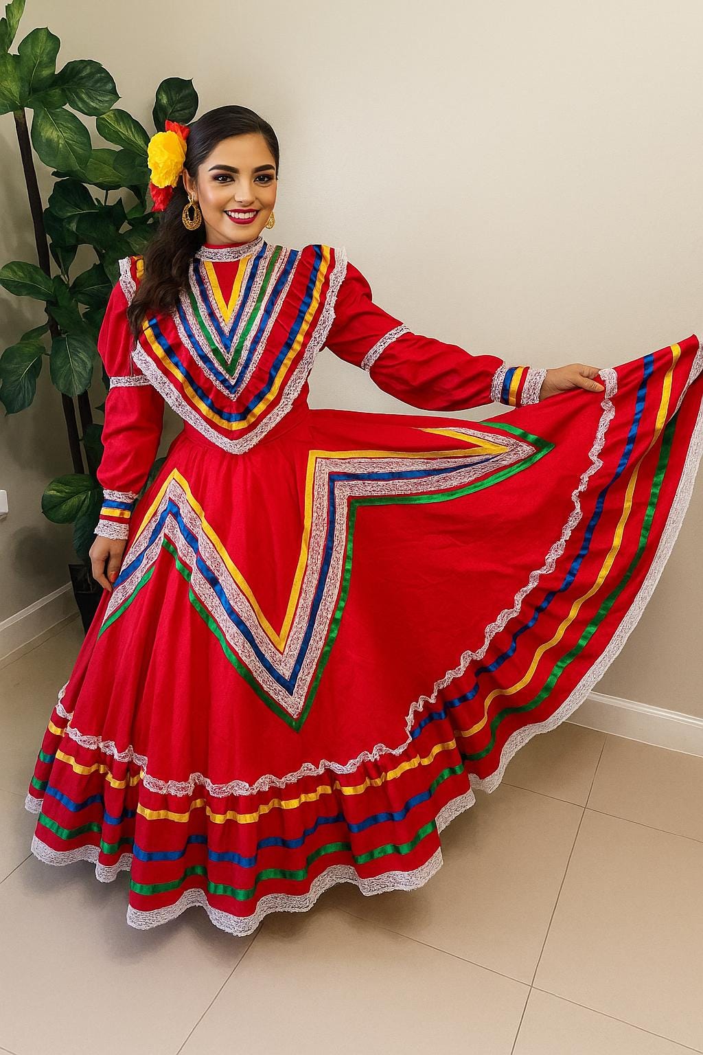 Image of Beautiful Women's Jalisco Outfit - Mexican Culture Costume - Handmade Outfit