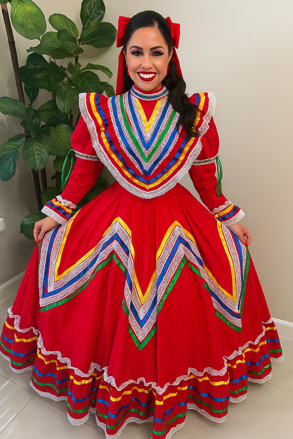 Beautiful Women's Jalisco Dress - Mexican Culture Costume - Handmade Dresses