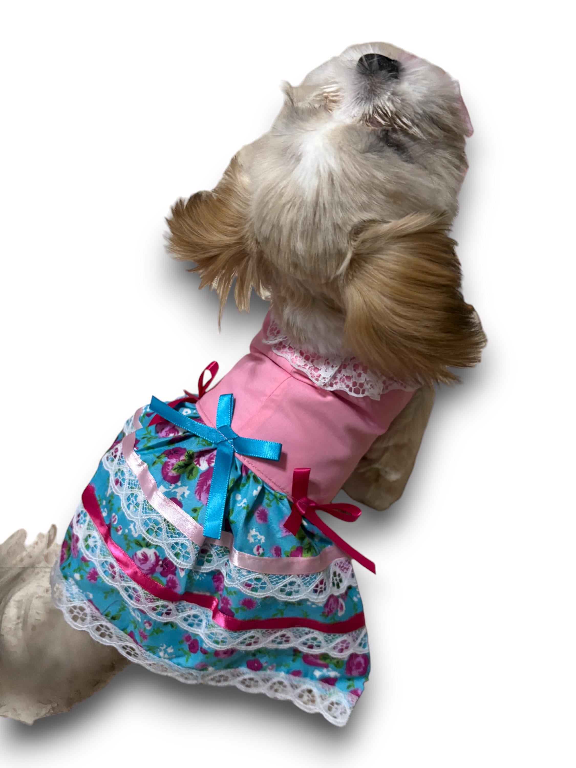 Embroidered Floral Dog Dress: Handmade Sinaloa Style Pet Clothing