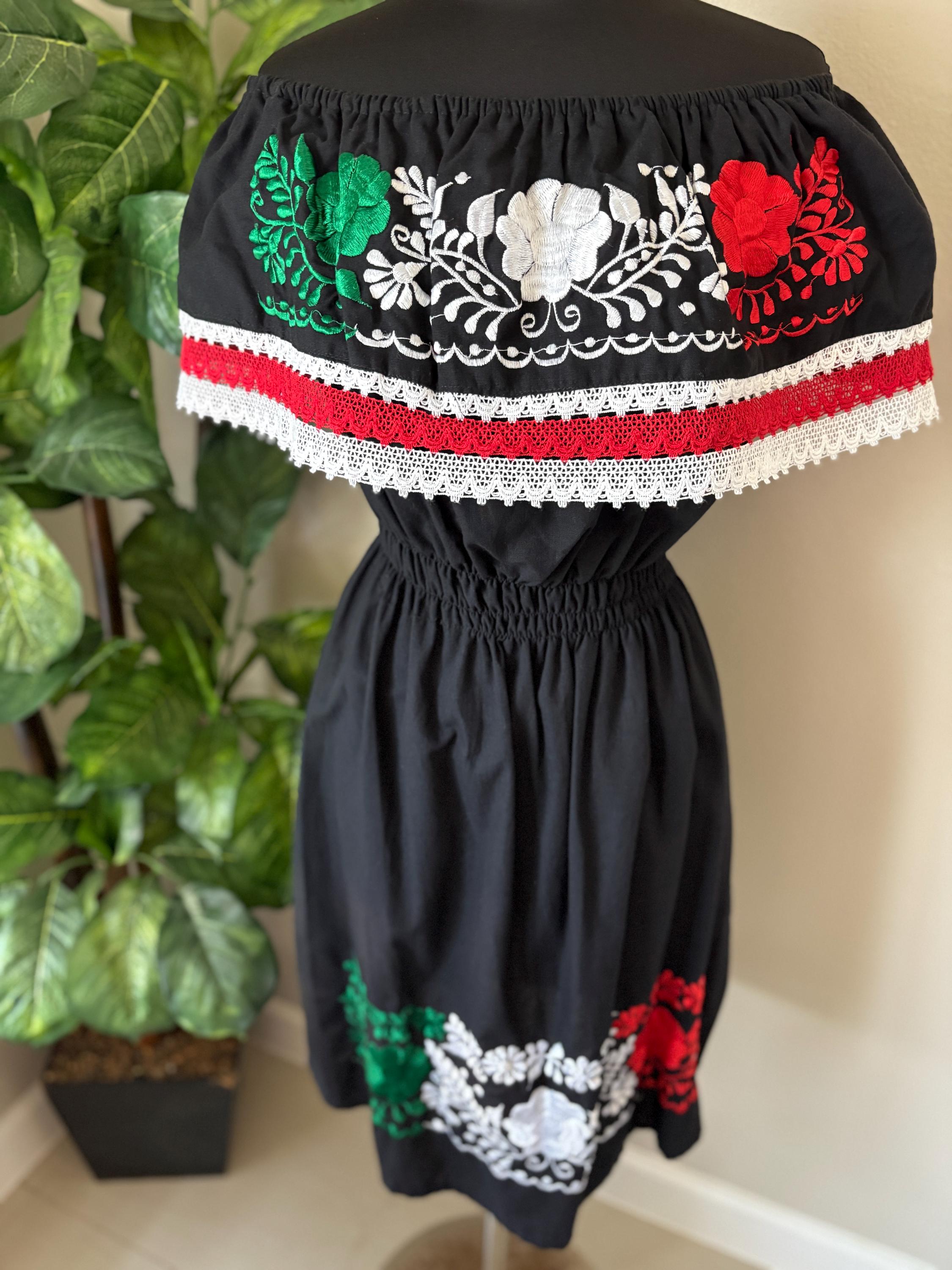 Embroidered Manta Cotton Off-Shoulder Dress: Cinco de Mayo Mexican Fiesta