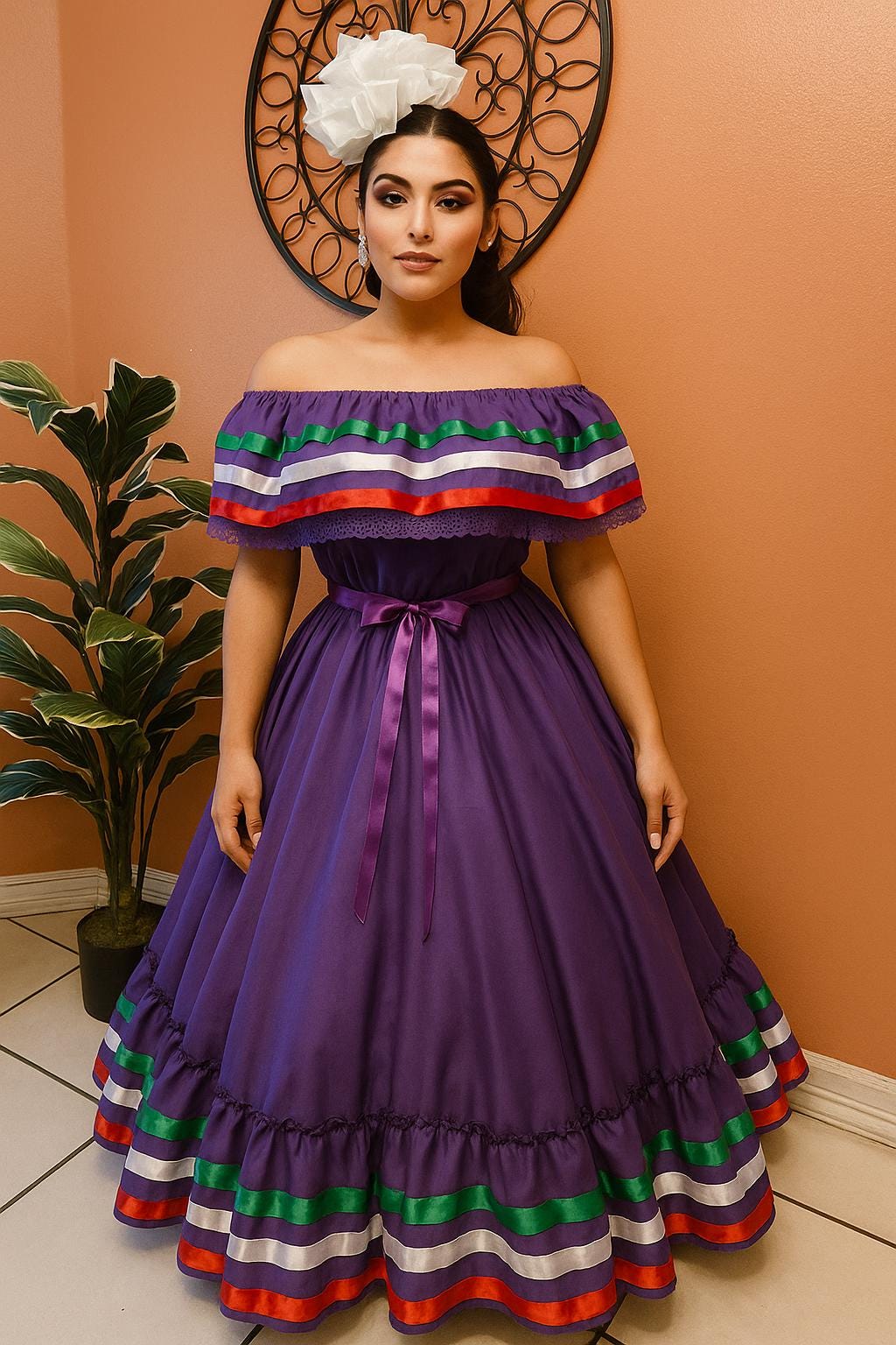 Image of Gorgeous 2 Piece Folkloric Outfit, perfect for Fiesta, Dance, Festivals & Pageants