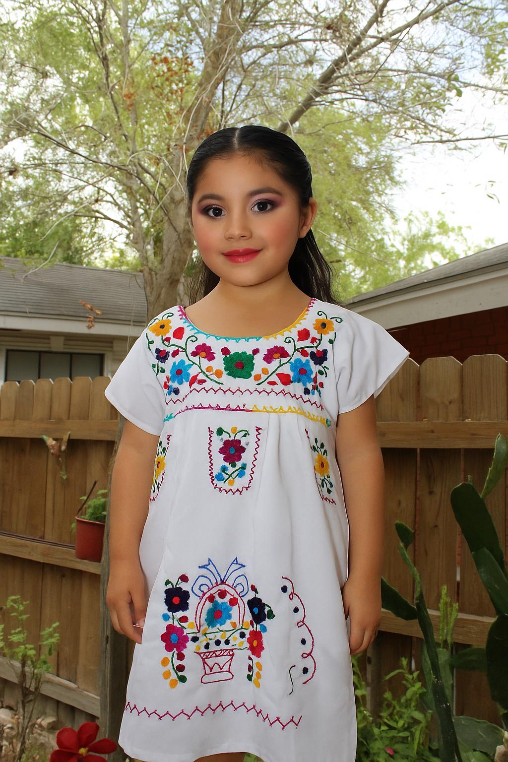 Image of Beautiful “Chanelito” dress & Authentically Hand Embroidered by experienced Artisans from Puebla Mexico, Sizes: 0 months old - 12 years old