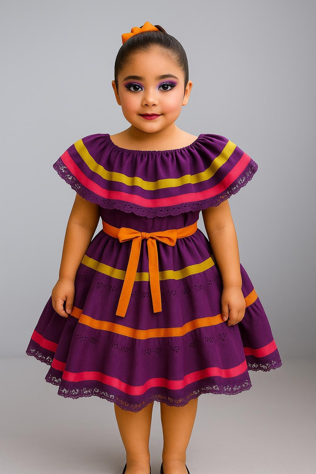 Image of Fiesta Alegría Girl’s Dress – Vibrant Handmade Ribbons Dress for Fiestas, Pageants and Birthdays