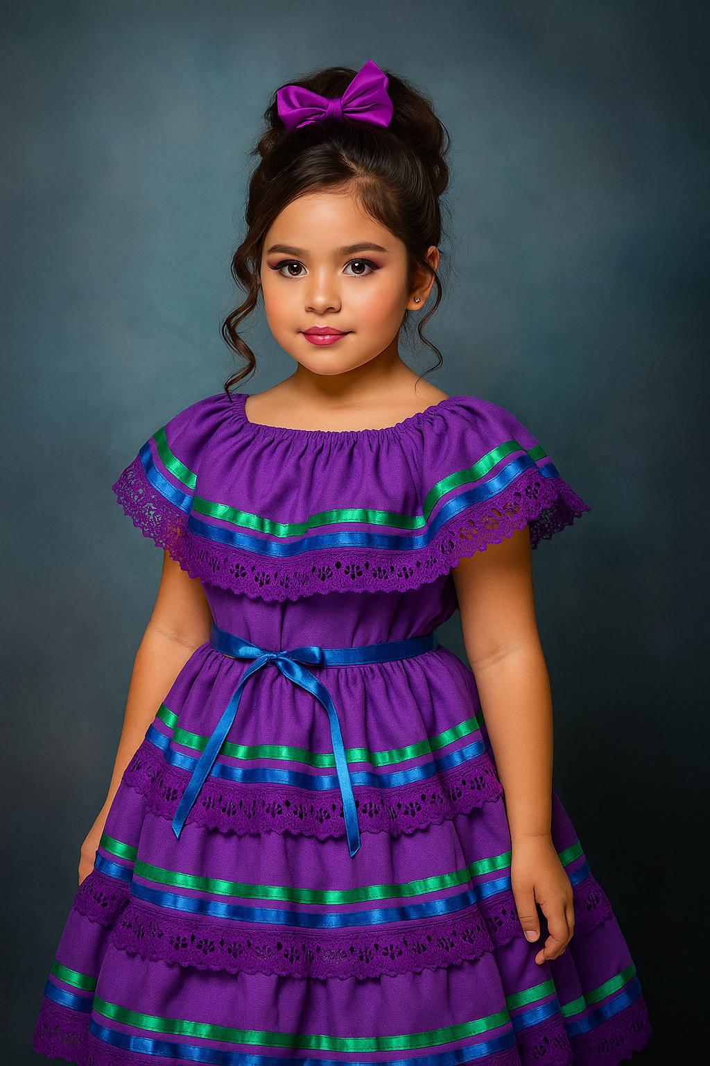 Image of Purple Fiesta Dress: Pageant, Birthday Party, Cultural Celebration