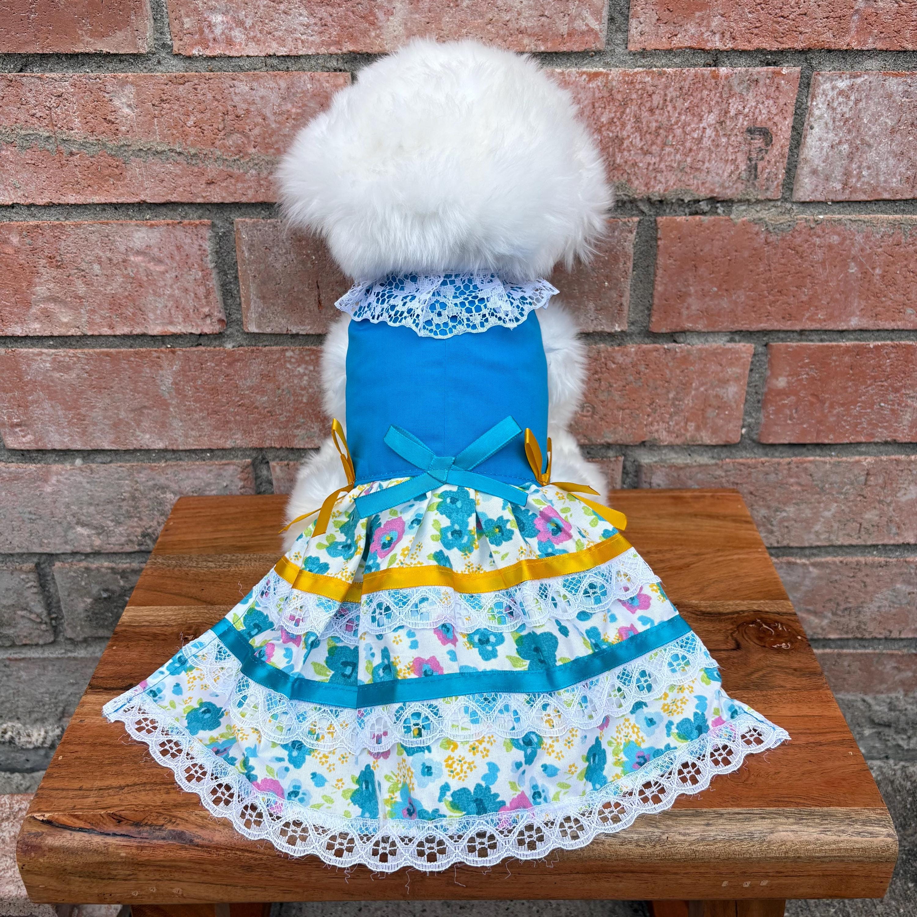 Embroidered Floral Dog Dress: Handmade Sinaloa Style Pet Clothing