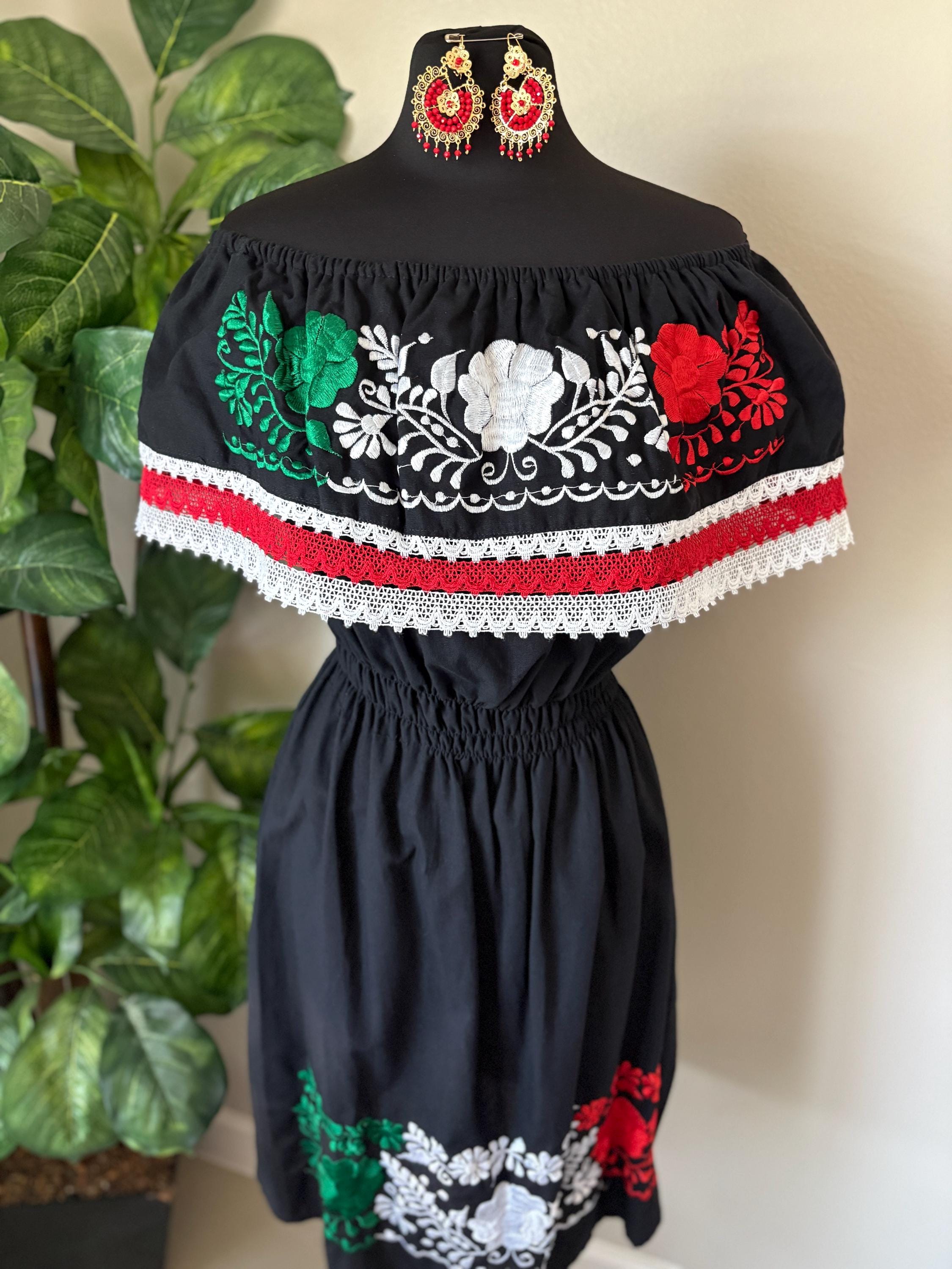Embroidered Manta Cotton Off-Shoulder Dress: Cinco de Mayo Mexican Fiesta