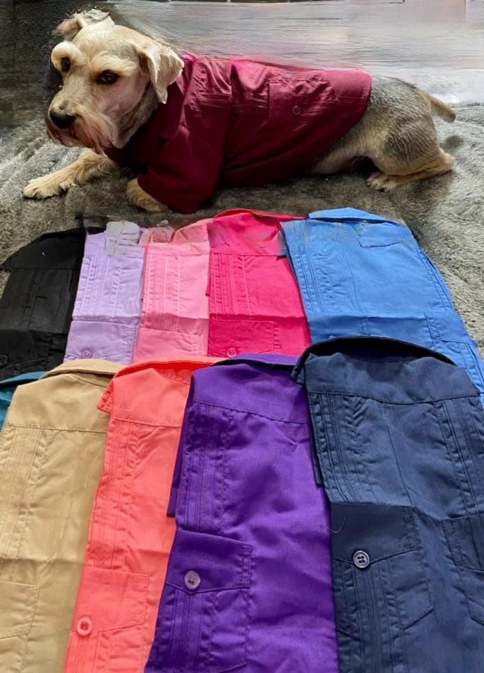 Dogs Solid Embroidered Guayaberas - Handmade Dog Clothing