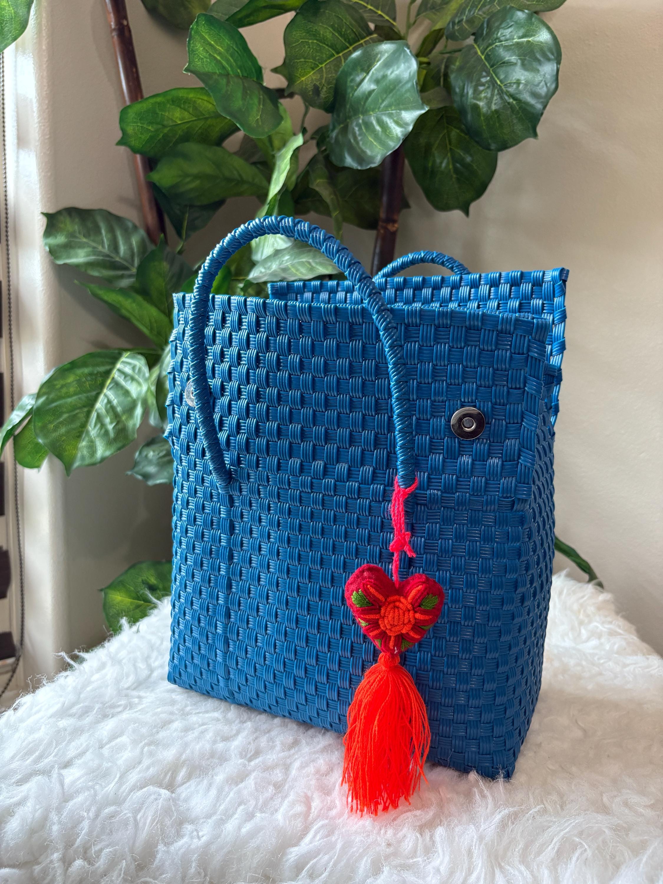 Image of Handwoven Recycled Blue color Shoulder Bag - Artisan Made Purse from Chiapas, Mexico