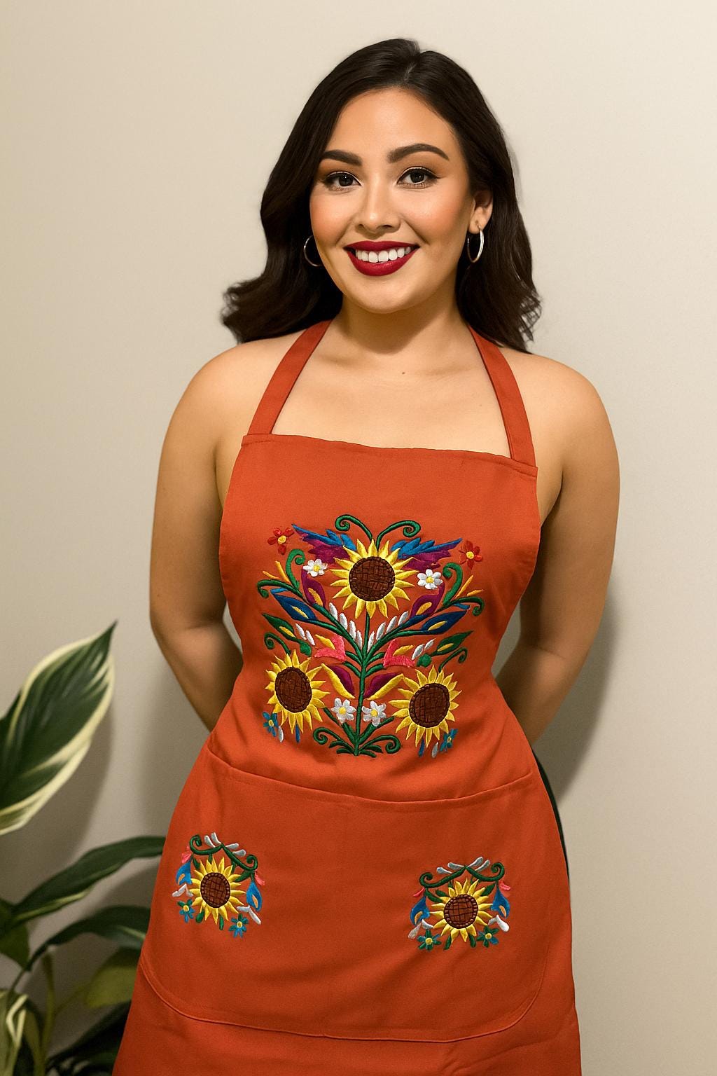 Stunning Handcrafted Floral Design Embroidered Cooking Apron | Unique Kitchen Accessories