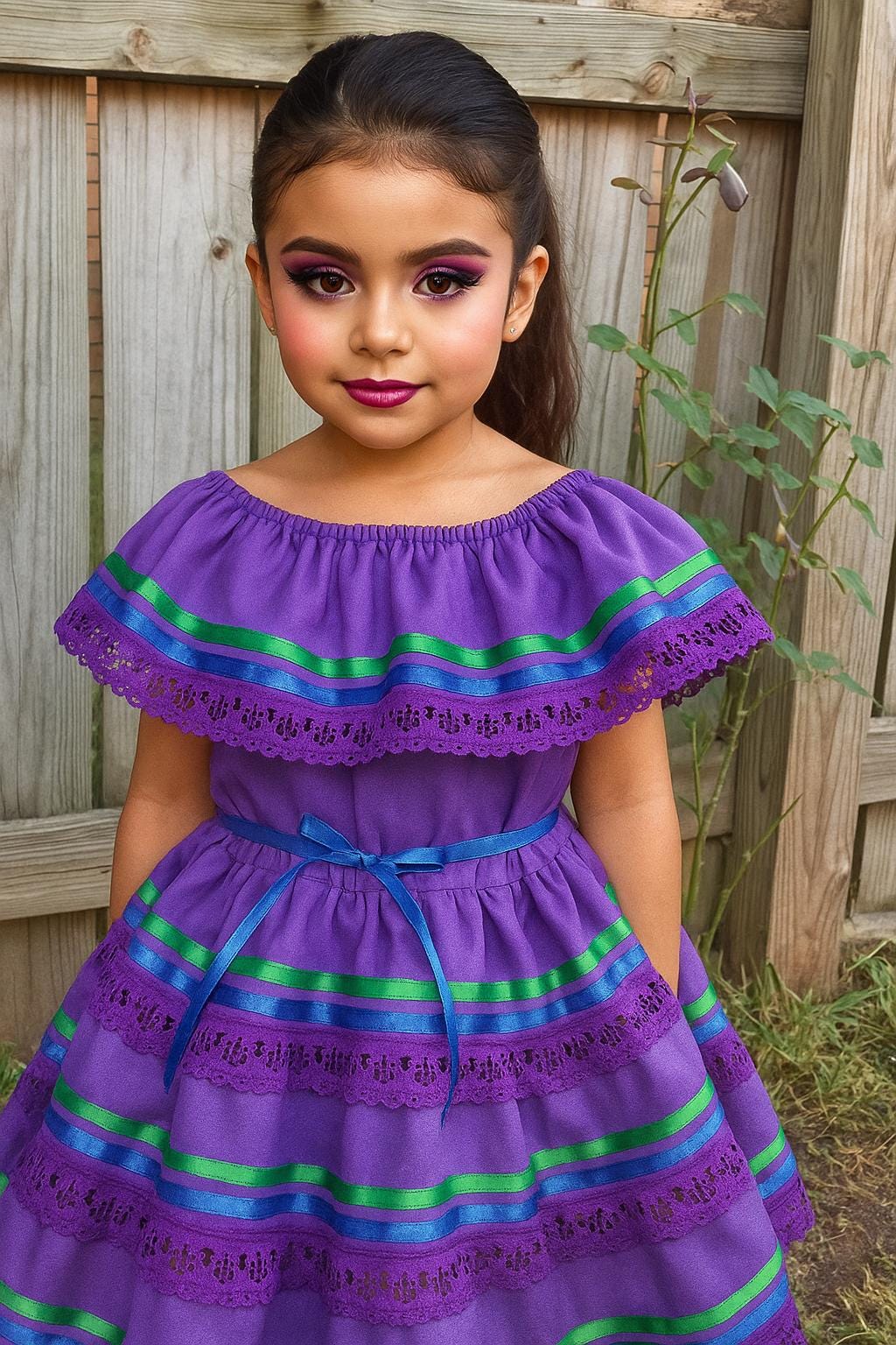 Image of Purple Fiesta Dress: Pageant, Birthday Party, Cultural Celebration