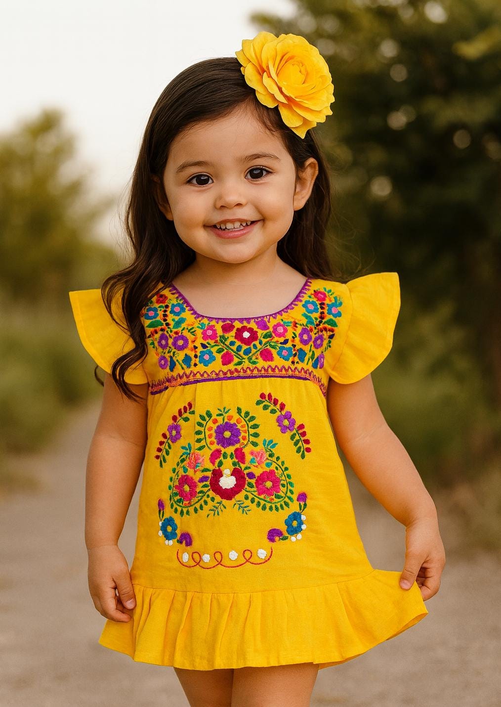 Little Girls Hand Embroidered “Lolita”Dress - Handmade Mexican Fiesta Style Dress - 0 months - 4T sizes available