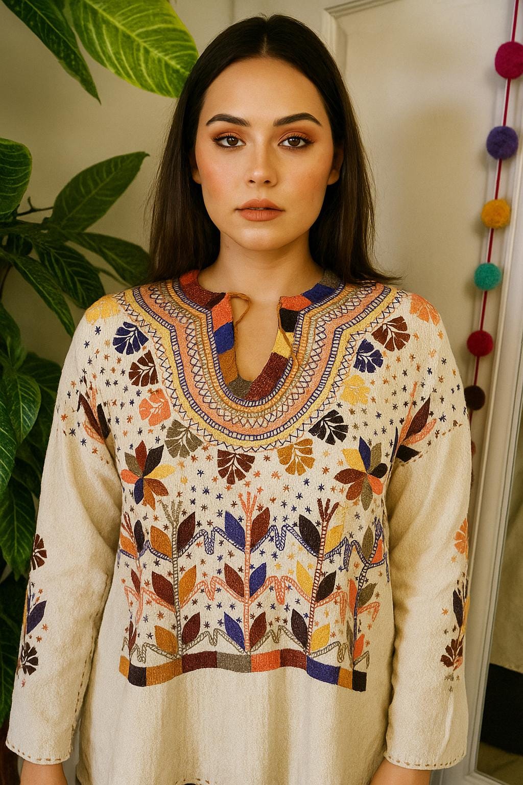 Image of Beautiful Floral Embroidered Blouse - Mexican Embroidered Blouse - Floral Designs