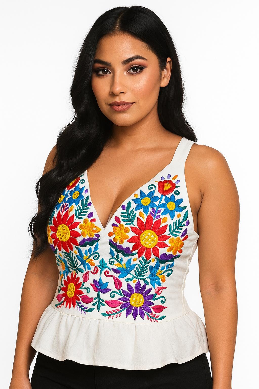 Summertime Mexican Halter Blouses - Artisan Made Embroidered Blouses - Floral Halter Blouse